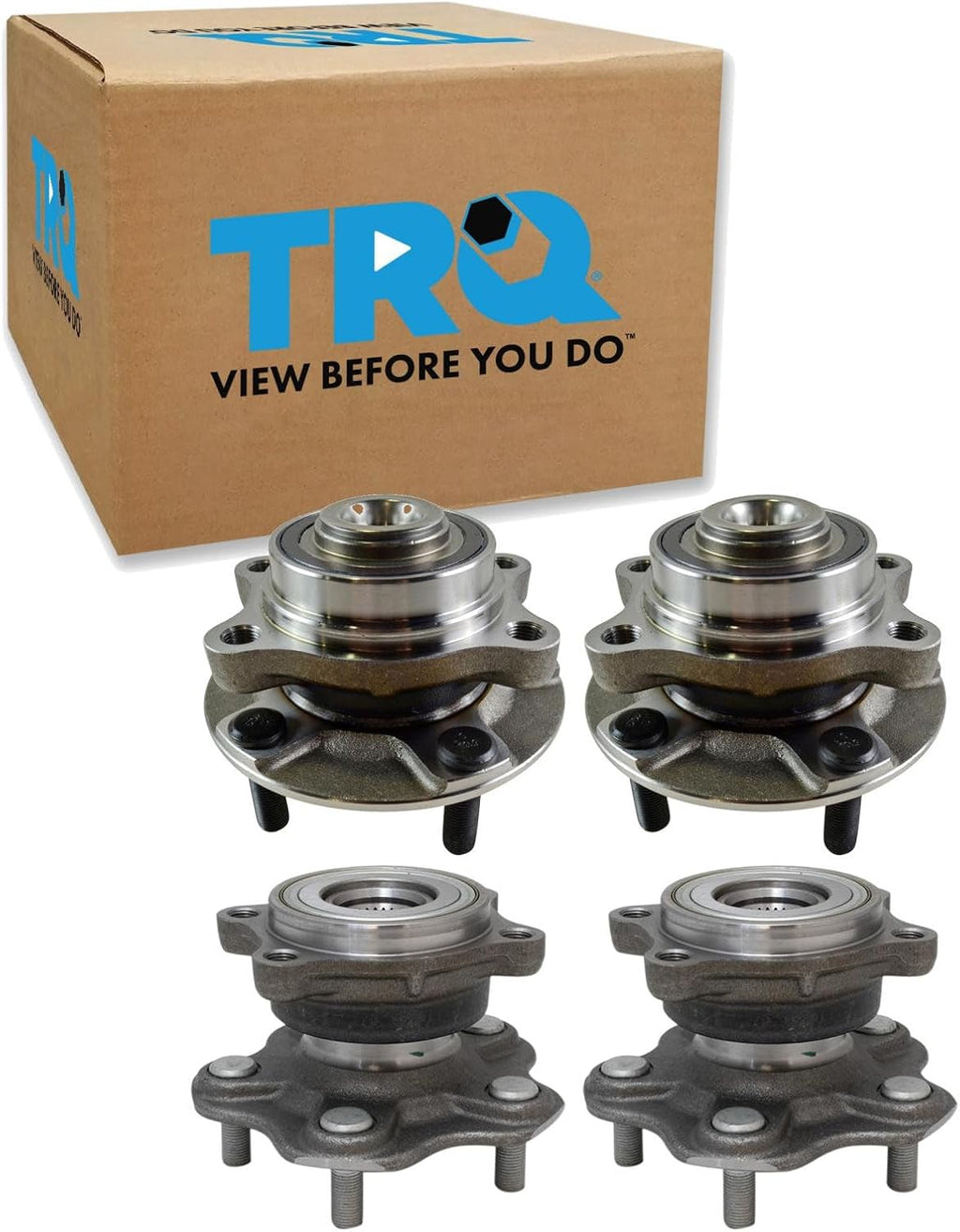 TRQ Front and Rear Wheel Bearing and Hub Assembly Set 4 Piece Compatible with 2003 Infiniti G35 2004-2006 G35 Base Model 2007 G35 Coupe 2003-2009 Nissan 350Z
