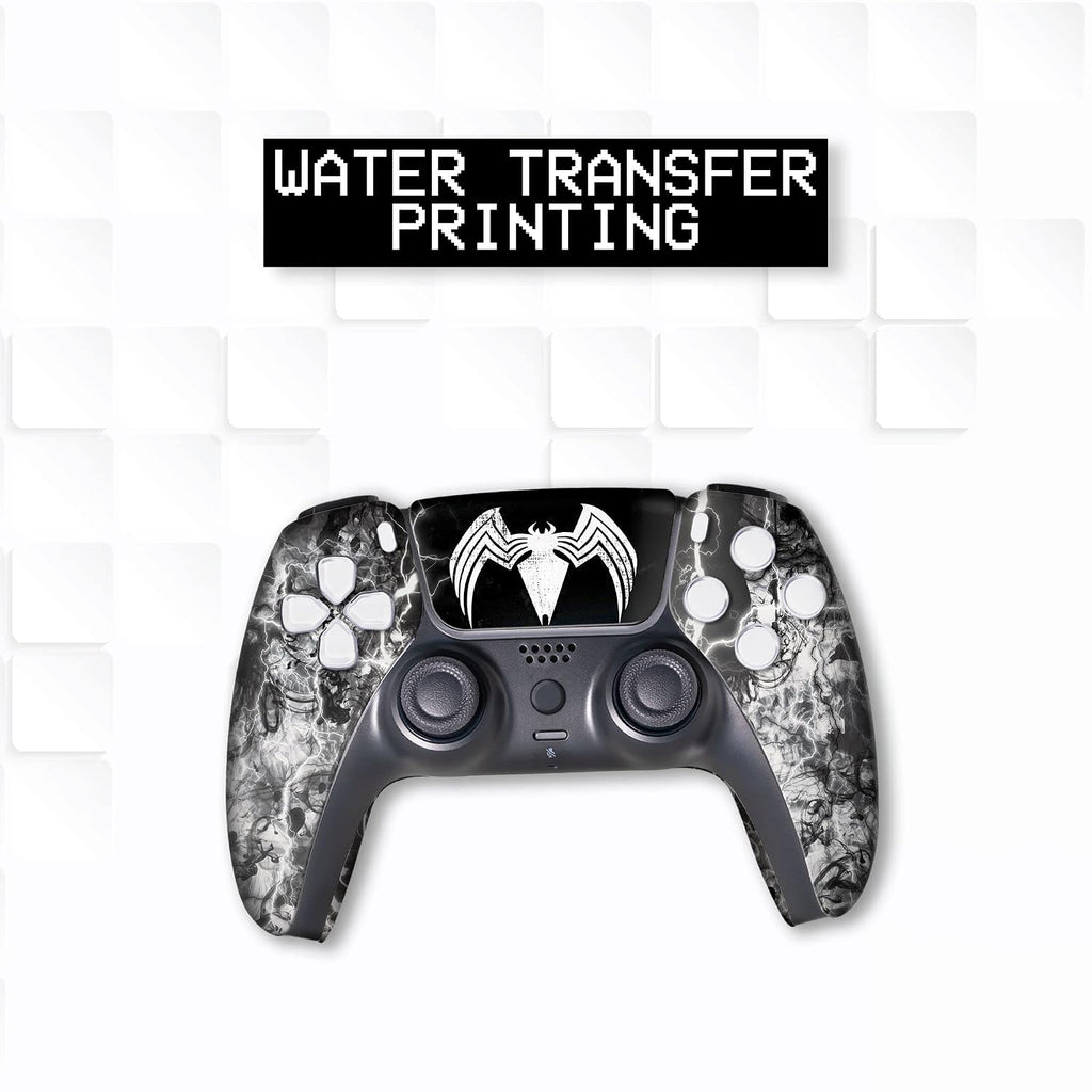 Vennom Custom PS-5 Controller Wireless compatible with Play-Station 5 Console by BCB Controllers | Proudly Customized in USA with Permanent HYDRO-DIP Printing (NOT JUST A SKIN) (MODDED)