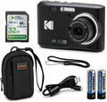 KODAK PIXPRO FZ45-BK 16MP Digital Camera 4X Optical Zoom 27mm Wide Angle 1080P Full HD Video 2.7' LCD Vlogging Camera, Bundle with Camera Case and 32GB SD Card, Kodak 1-Year Limited Warranty. (Black)