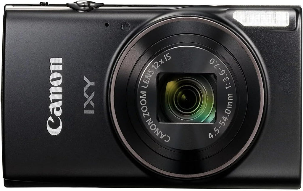 Canon PowerShot IXY 650 (ELPH 360) HS Compact Digital Camera 12x Optical Zoom IXY650 (Black) Bundle with 64GB Memory Card + Camara Bag + Card Reader + Vlogging Tripod + Cleaning Kit + More