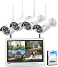 [16CH Expandable] Hiseeu Home Security System, 24/7 Recording 5MP Wired Plug-in Powered Outdoor Bullet Cameras, 2.4G/5G WiFi Pro, 4K NVR with 12' LCD Monitor, 3TB HDD, Night Vision, IP65