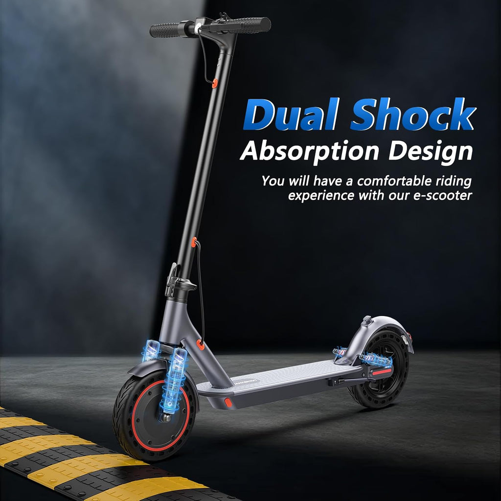 Maxshot Electric Scooter, 8.5' /10' /14' Tire, 16/19/22 Mph Top Speed, 12/16/21/27/28/49/50 Miles Long Range, Folding Escooter for Adults and Kids with Seat Bag, Dual Braking, Dual Suspension, App