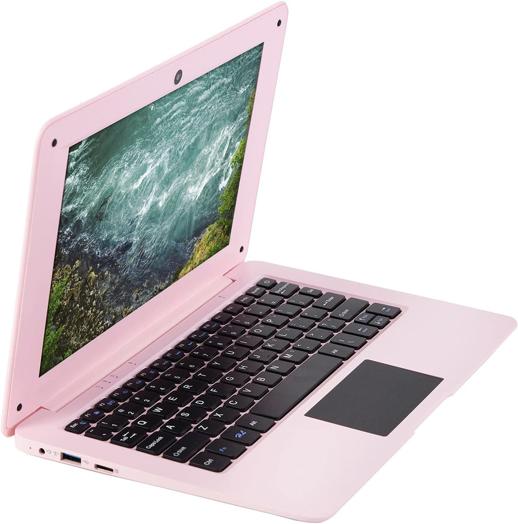 Windows 10 Computer Laptop Mini 10 Inch 32GB Ultra Thin and Light Netbook Quad Core CPU PC HDMI WiFi USB YouTube (Light Pink)
