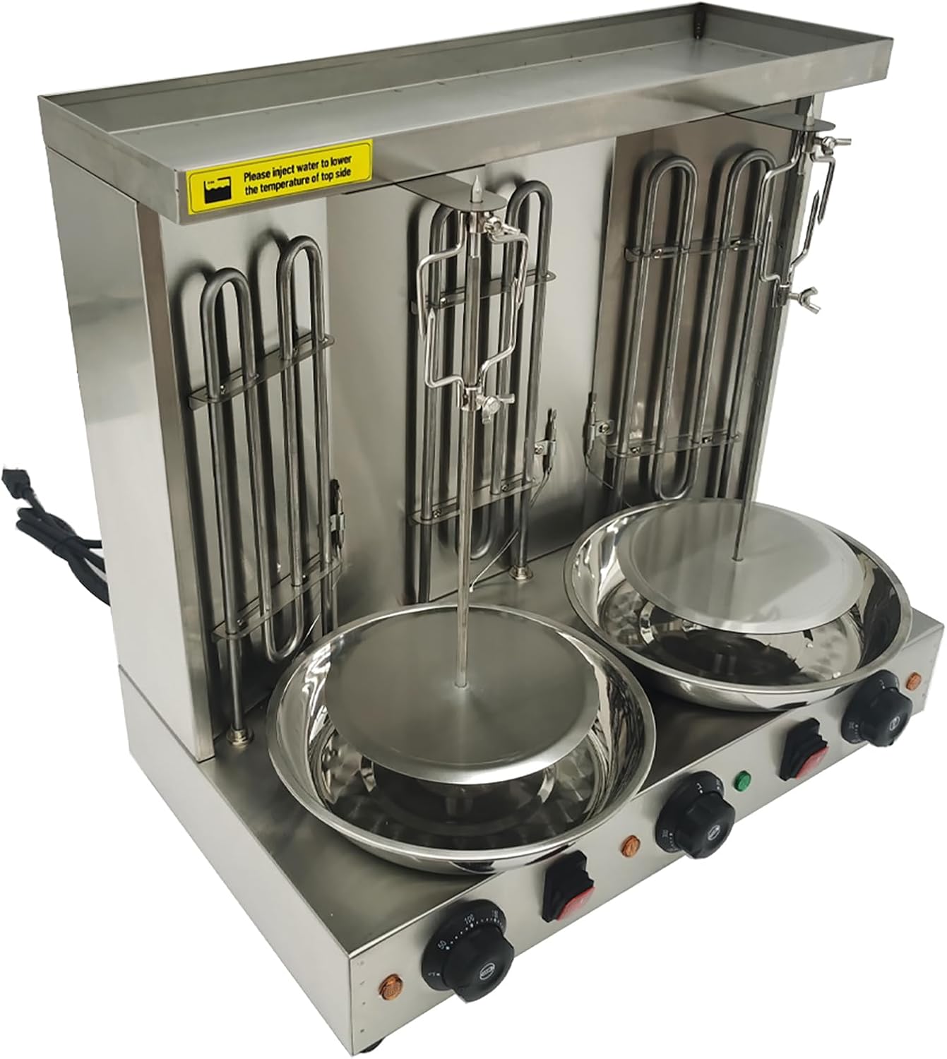 Electric Shawarma Grill Machine with 3 Burners Electric Turkish Barbecue Machine Vertical Rotating Broiler for Commercial and Home Use 110V 3600W