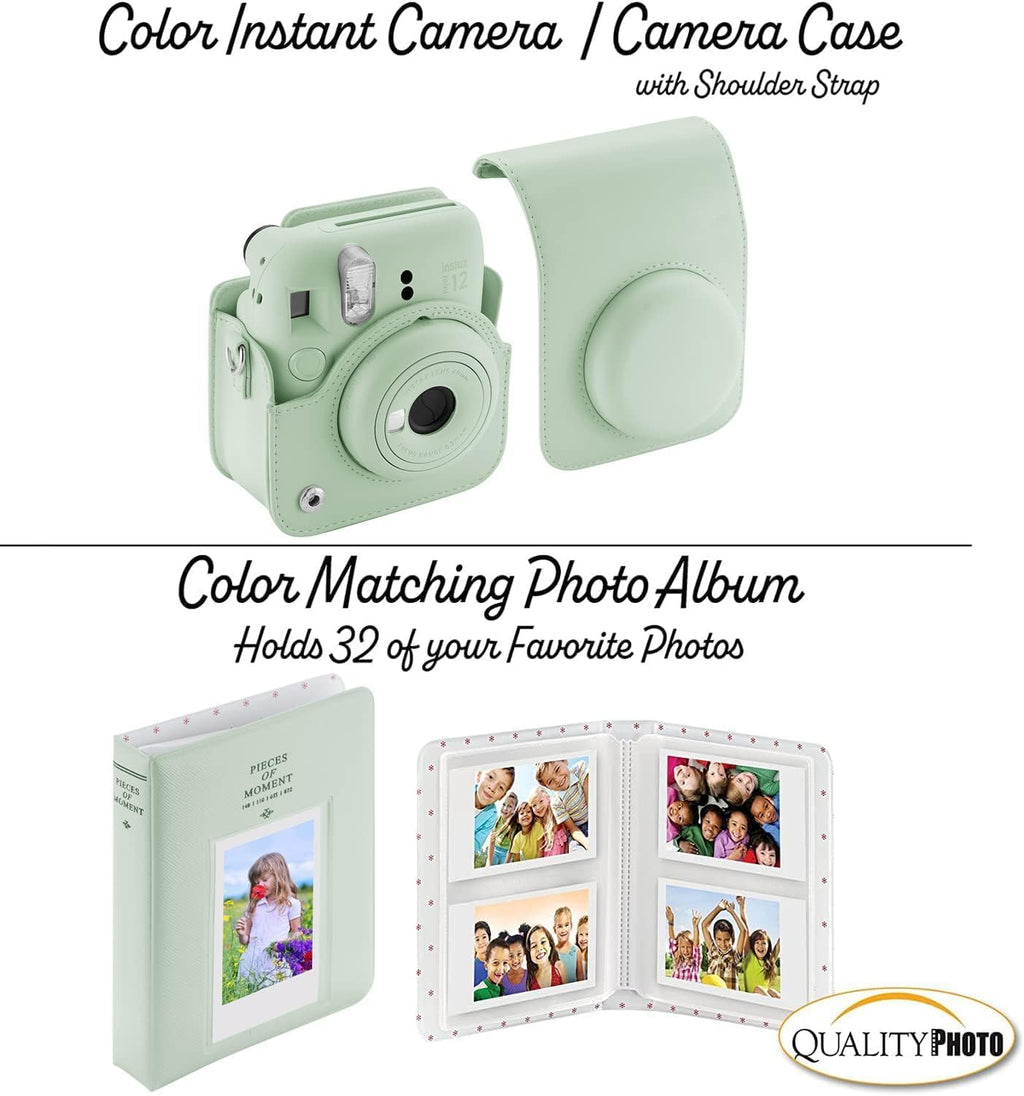 Fujifilm Instax Mini 12 Instant Camera + 60 Photo Prints + Quality Photo Value Bundle, Case, Decoration Stickers, Frames, Photo Album, (Mint Green)