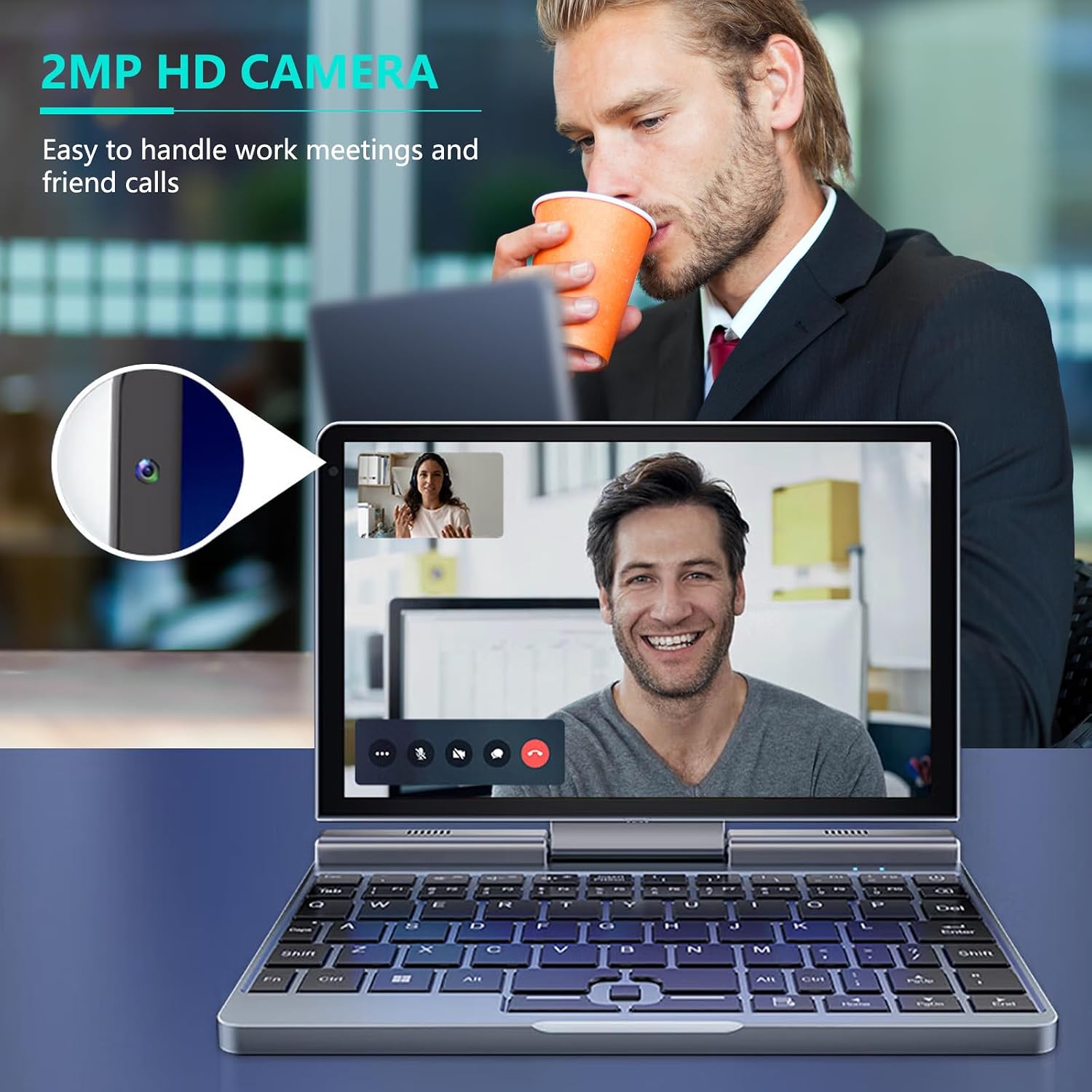 Crelander 2-in-1 Mini Laptop | 8-Inch Touchscreen Portable Small Pocket Computer | Intel 12th Gen N100 Processor | 12GB DDR5 RAM 512GB SSD |PD 30W Charging | WiFi6 BT5.2 |Backlit Keyboard |Windows 11