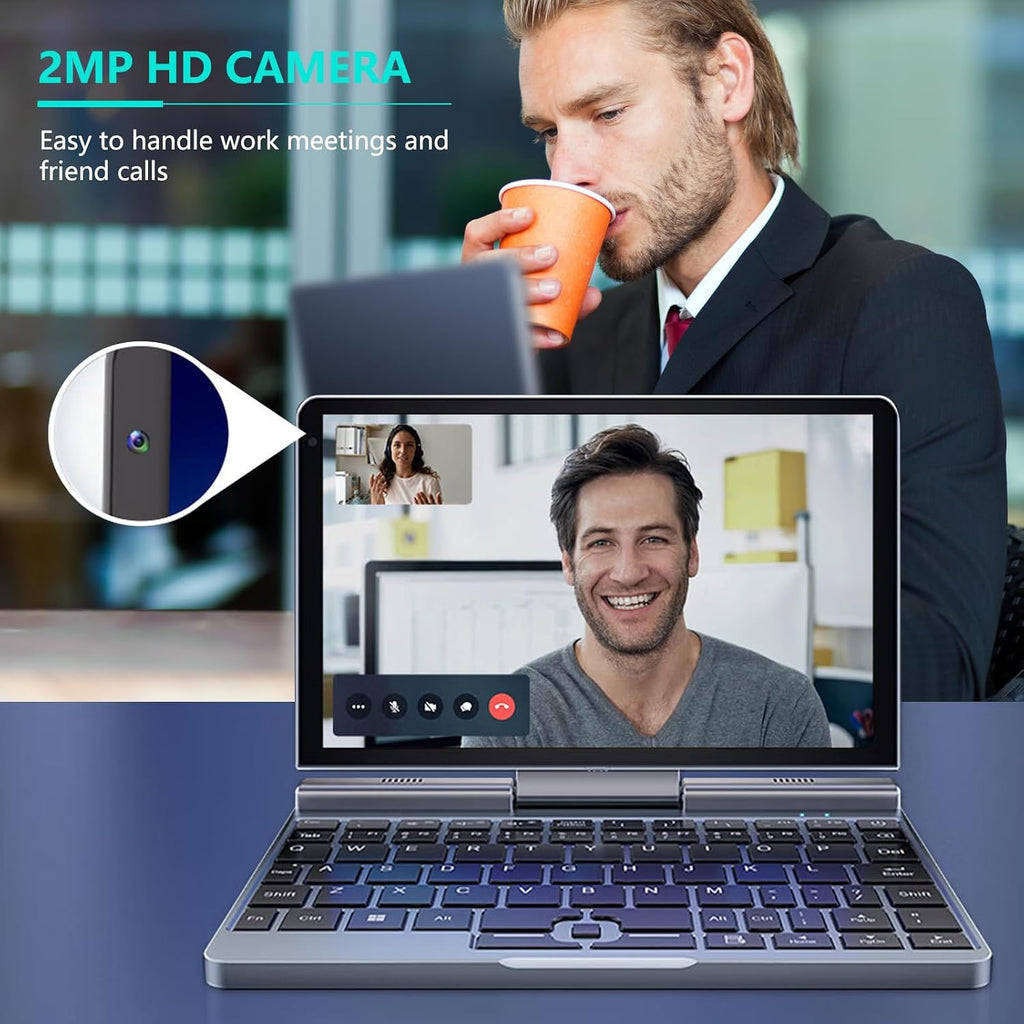 Crelander 2-in-1 Mini Laptop | 8-Inch Touchscreen Portable Small Pocket Computer | Intel 12th Gen N100 Processor | 12GB DDR5 RAM 1TB SSD | PD 30W Charging | WiFi6 BT5.2 |Backlit Keyboard |Windows 11