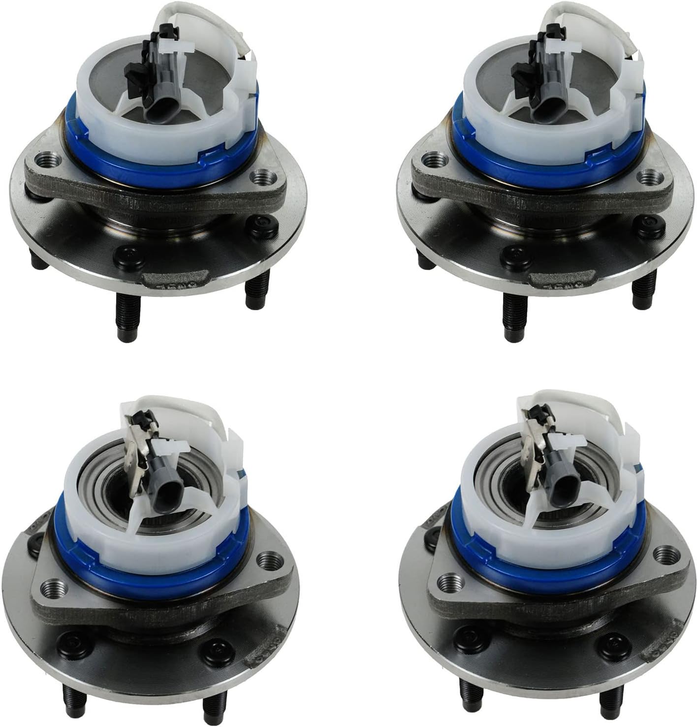 TRQ 2 Piece Front Rear Wheel Bearing & Hub Assembly Set Compatible with 2005-2011 Cadillac STS