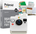 Polaroid Now Generation 3 Analog Instant Camera with Two-Lens Autofocus System (Pebble White) Bundle with Film Kit and Polaroid B and W Film for i-Type Cameras (3 Items)