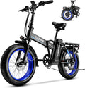 bluebiko 1000W Folding Electric Bike, 48V 20AH Removable Battery E Bike, 70 Miles Max Range, 20' Fat Tire Adults Electric Bike,7-Speed Ebike for City Commuting,Off-Roading,Mountain