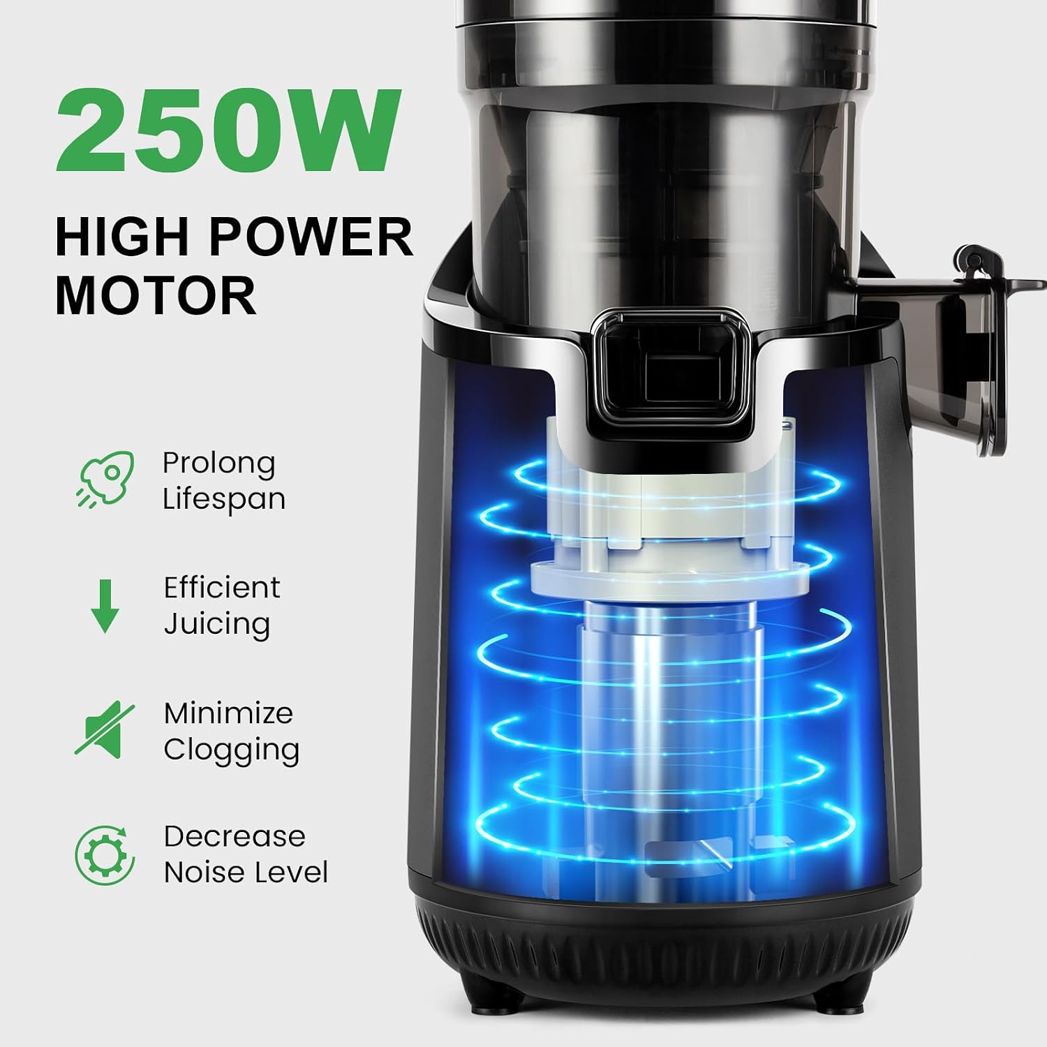 Ventray Cold Press Juicer, Juicer Machine with 5.12'' Extra Large Feed Chute, Slow Masticating Juicer for Whole Vegetables & Fruits, High Juice Yield, Easy to Clean with Brush