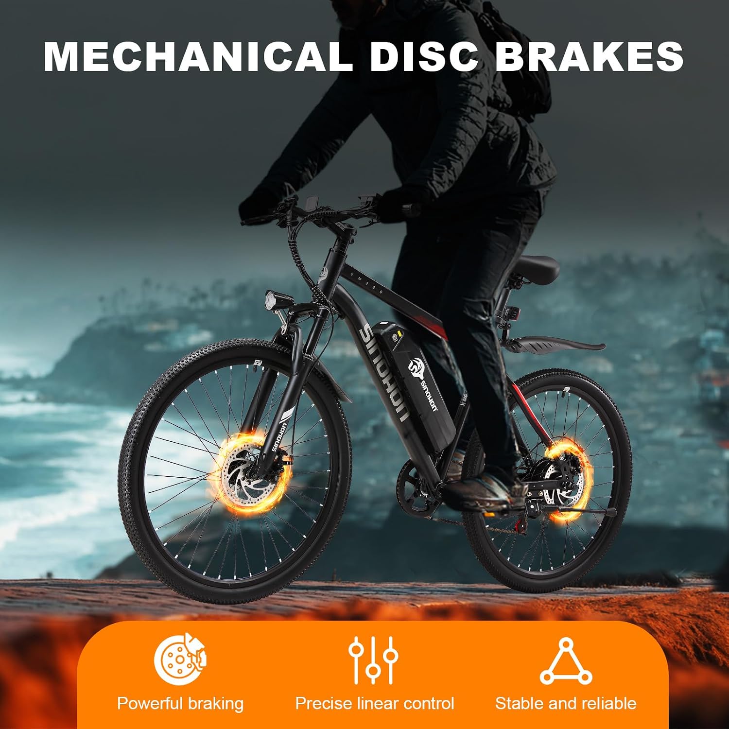 26' Electric Bike for Adults, E-Bike Commuter–500W Brushless Motor,375/749WH, 7-Speed, Front Suspension Fork, 20/28MPH Top Speed, 40+ Miles Long Range