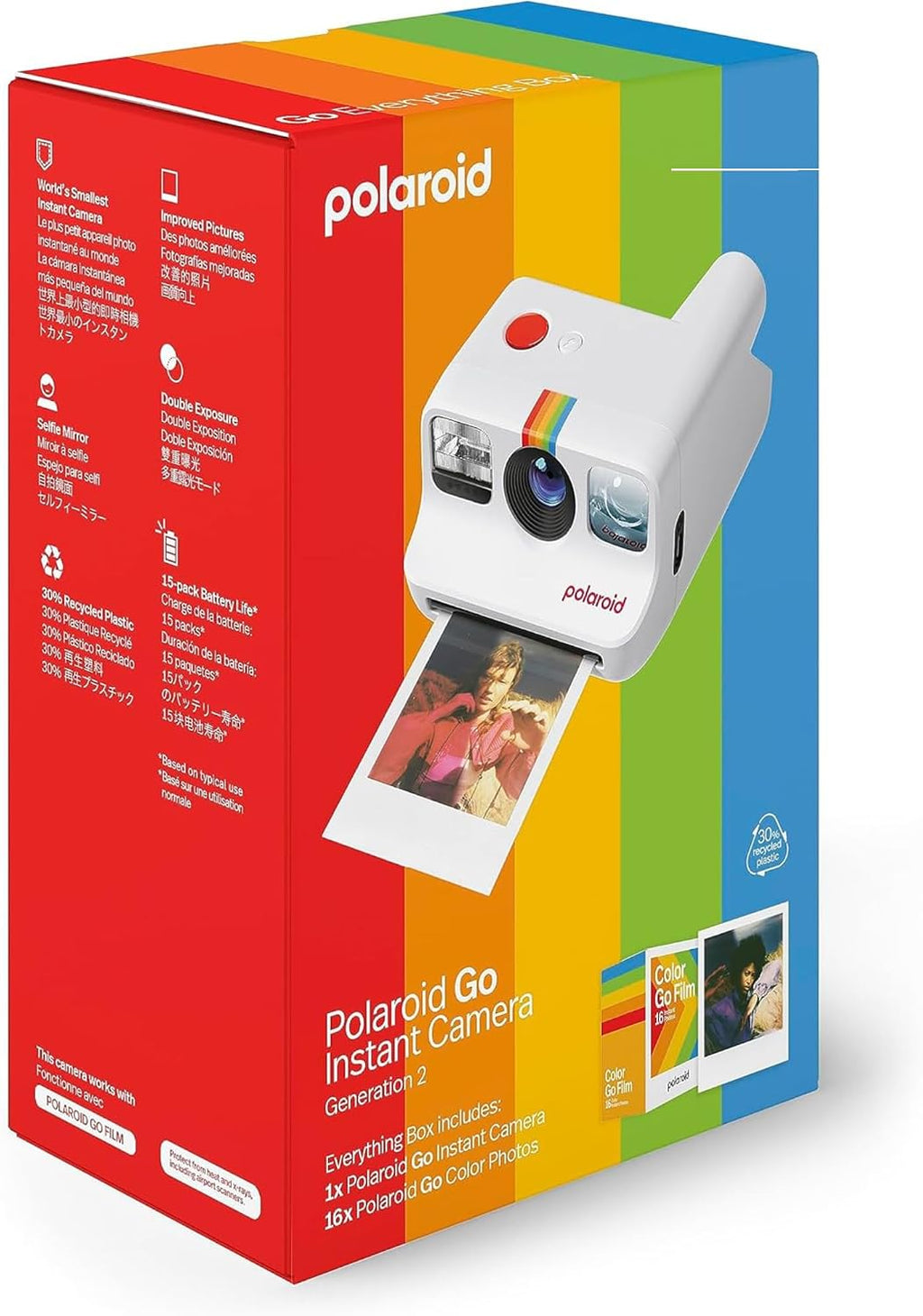 Polaroid Generation 2 Go Instant Mini Camera Starter Set, White with 32 Polaroid Go Color Instant Film Bundle, Lumintrail Lens Cleaning Cloth