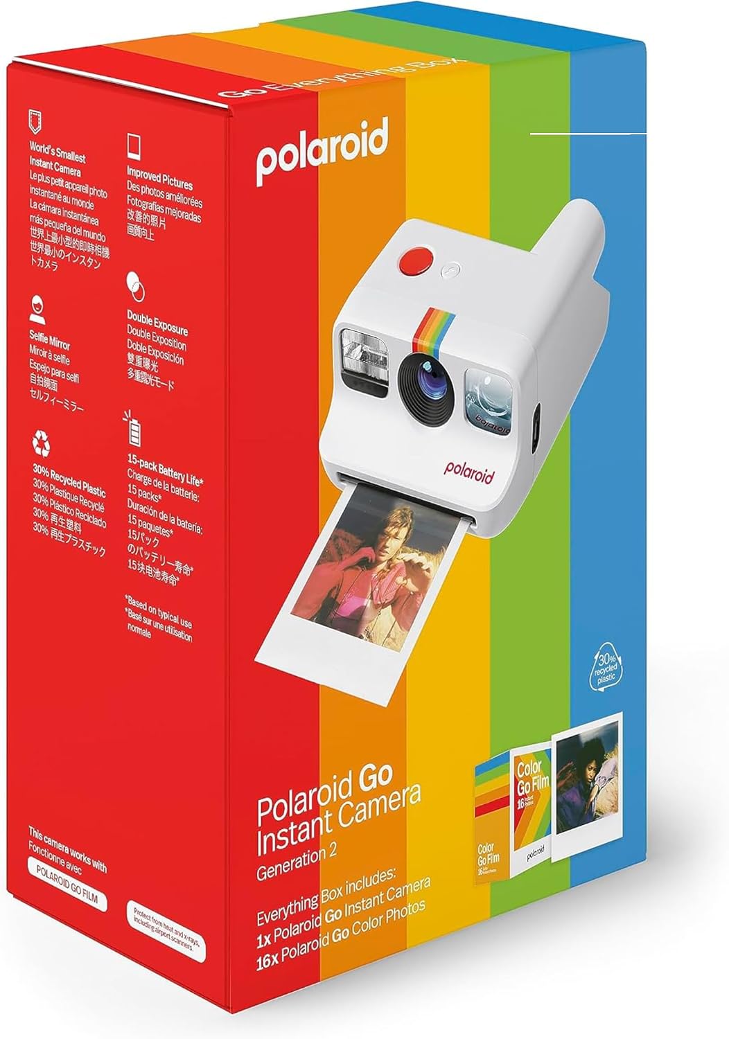 Polaroid Generation 2 Go Instant Mini Camera Starter Set, White with 32 Polaroid Go Color Instant Film Bundle, Lumintrail Lens Cleaning Cloth