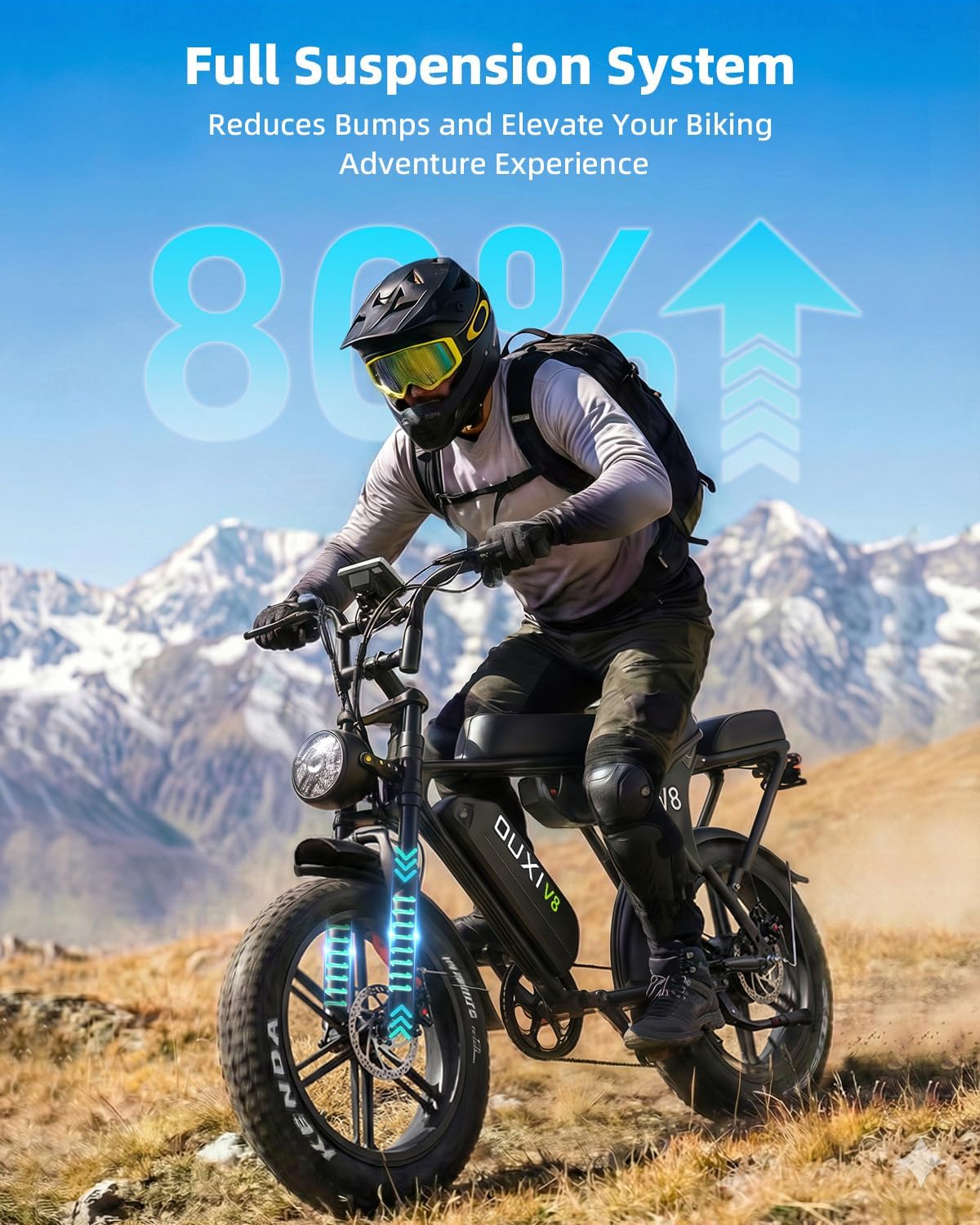 OUXI V8 Series Electric Bike for Adults, Peak 500W/1000W,20/31 MPH, 10.4/15/30 AH Removable Battery, 16''/20' Fat Tire Electric Bike,7-Speed Gear Electric Bicycles,Ebike Moped for Commuting & Off-Road