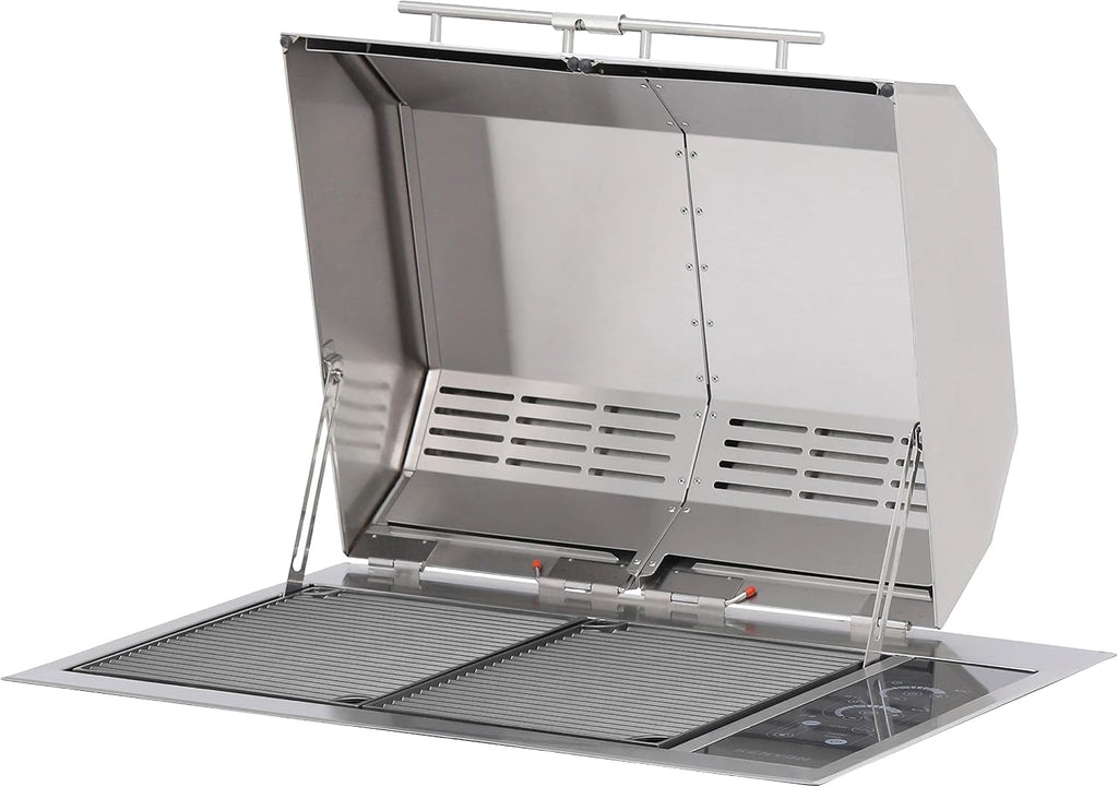 Kenyon Texan Built-In Electric Grill With 2 Burners And IntelliKEN Touch Control, Stainless Steel Body, Rust-Proof Grill, UL-Approved For Indoor And Outdoor Use, Dishwasher Safe Grates, 240V