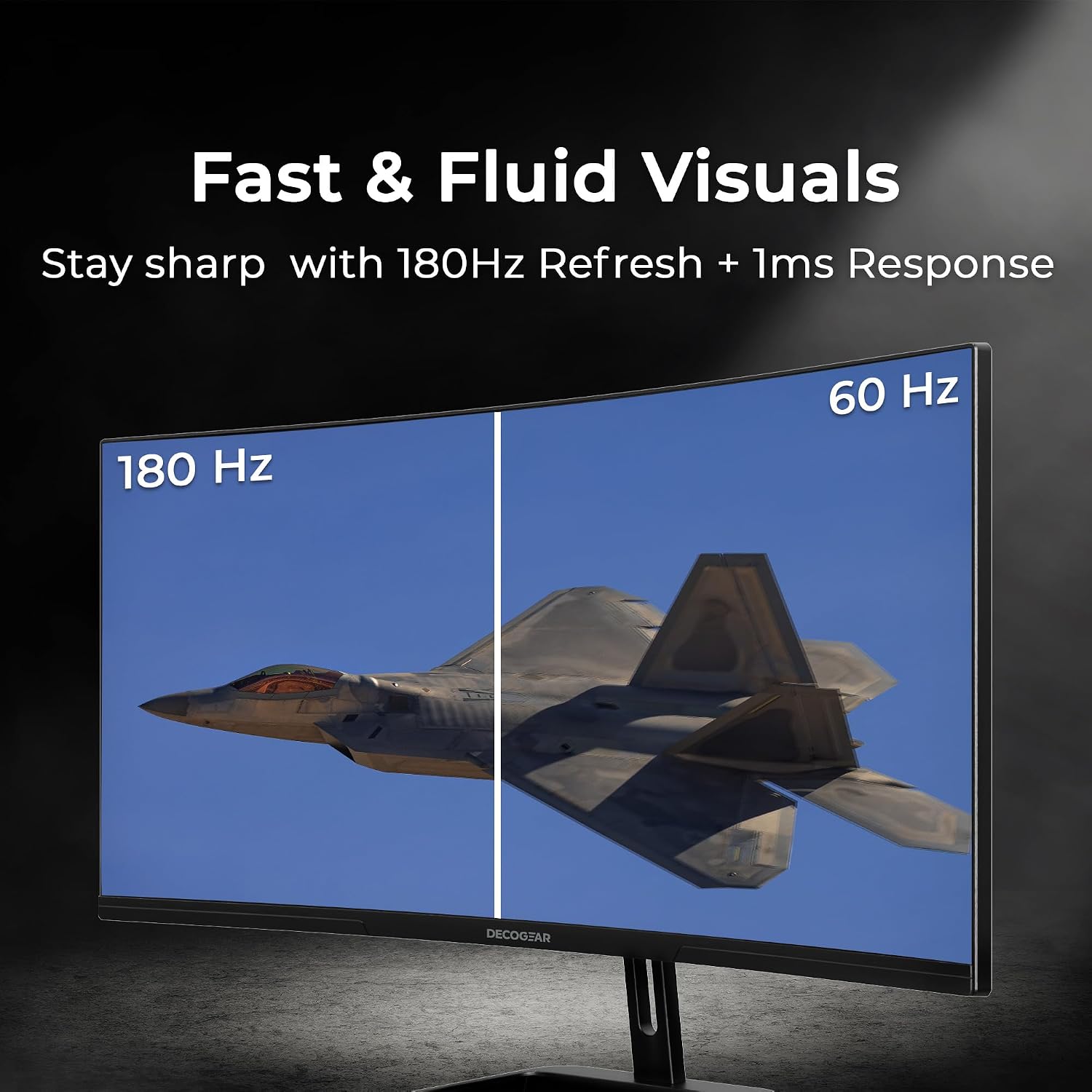 Deco Gear 34' Curved Gaming Monitor, 180Hz 3440×1440 Ultrawide UWQHD Screen for Laptop & PC, Adaptive Sync, R1500 VA Panel, HDR, 100% sRGB, Dual HDMI/DP, 21:9, VESA Mount, American Seller