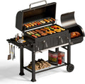 MFSTUDIO 49' 2 in 1 Charcoal Grill & Smoker Combo, Outdoor Grill with Enamel Coated Charcoal Tray, 1015 SQ.IN Cooking Area, Adjustable Top Vent and Chimney for Outdoor Grilling