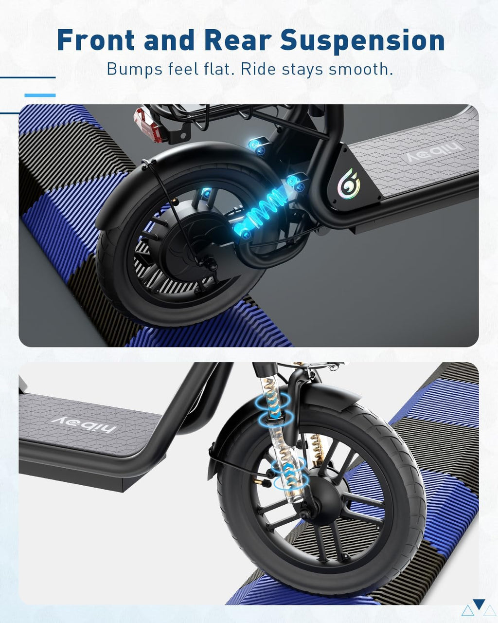 Hiboy Q2/U2 Adult Electric Scooter with Seat & Phone Holder – 500W Motor, 22mi Range, 14' Wheels, Dual Suspension, Neon Lights, Foldable for Commute, Flame
