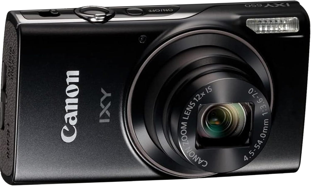 Canon PowerShot IXY 650 (ELPH 360) HS Digital Camera + 128GB Extreme PRO Memory + Case, Grip, Software Pack (Essential Bundle) (Renewed), Black