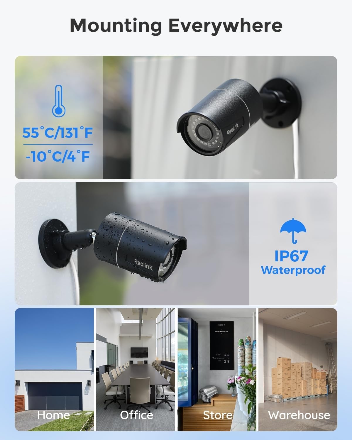REOLINK 8CH 5MP PoE Security Camera System, 4pcs Wired PoE IP Cameras Outdoor with Person/Pet/Vehicle Detection, 4K 8CH NVR with 2TB HDD for 24-7 Recording, RLK8-410B4-5MP Black