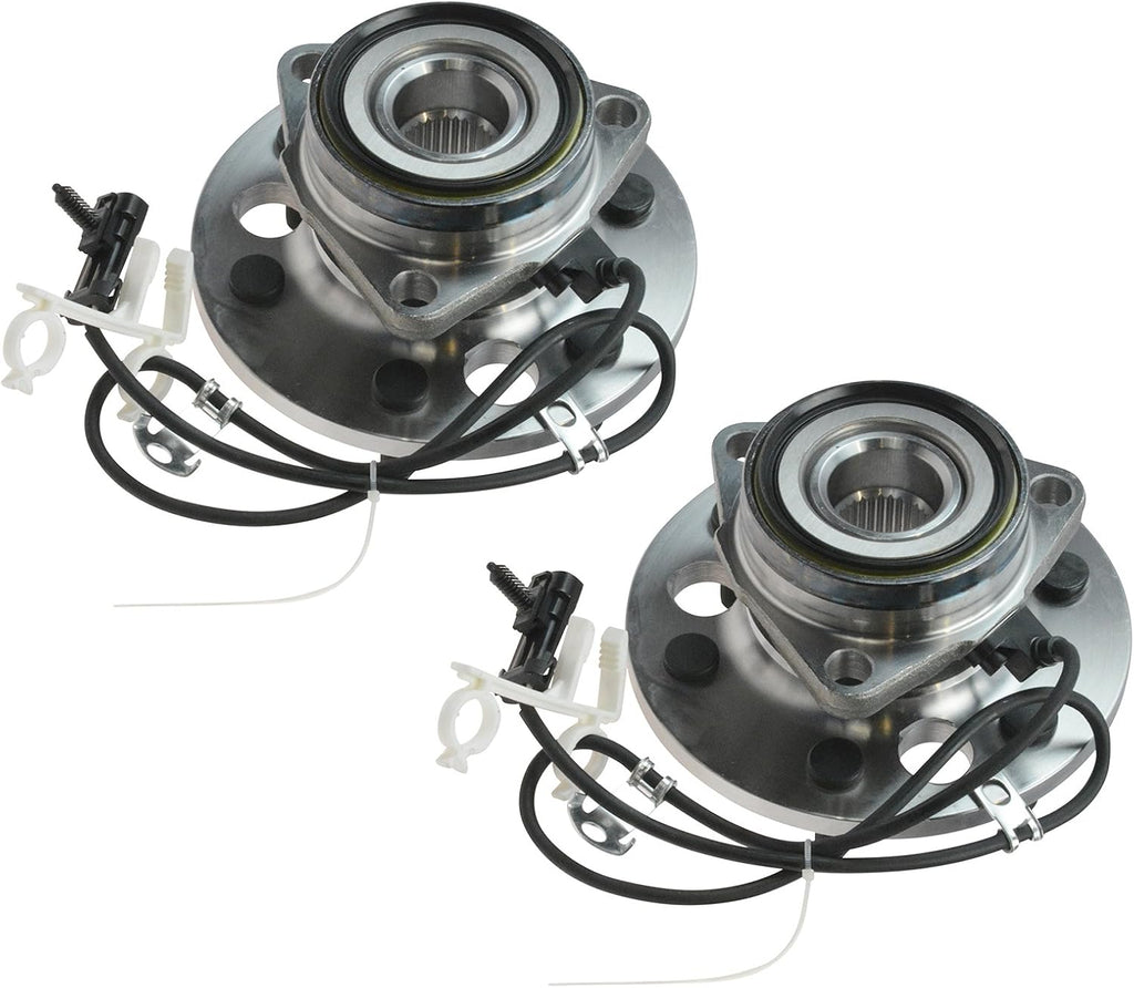 TRQ 2 Piece Front Wheel Bearing & Hub Assembly Set 4WD Compatible with 1999-2000 Cadillac Escalade 1995-1999 Chevrolet K1500 K1500 Suburban 1995-1997 K2500 1995 K2500 Suburban 1995-2000 Tahoe GMC 199