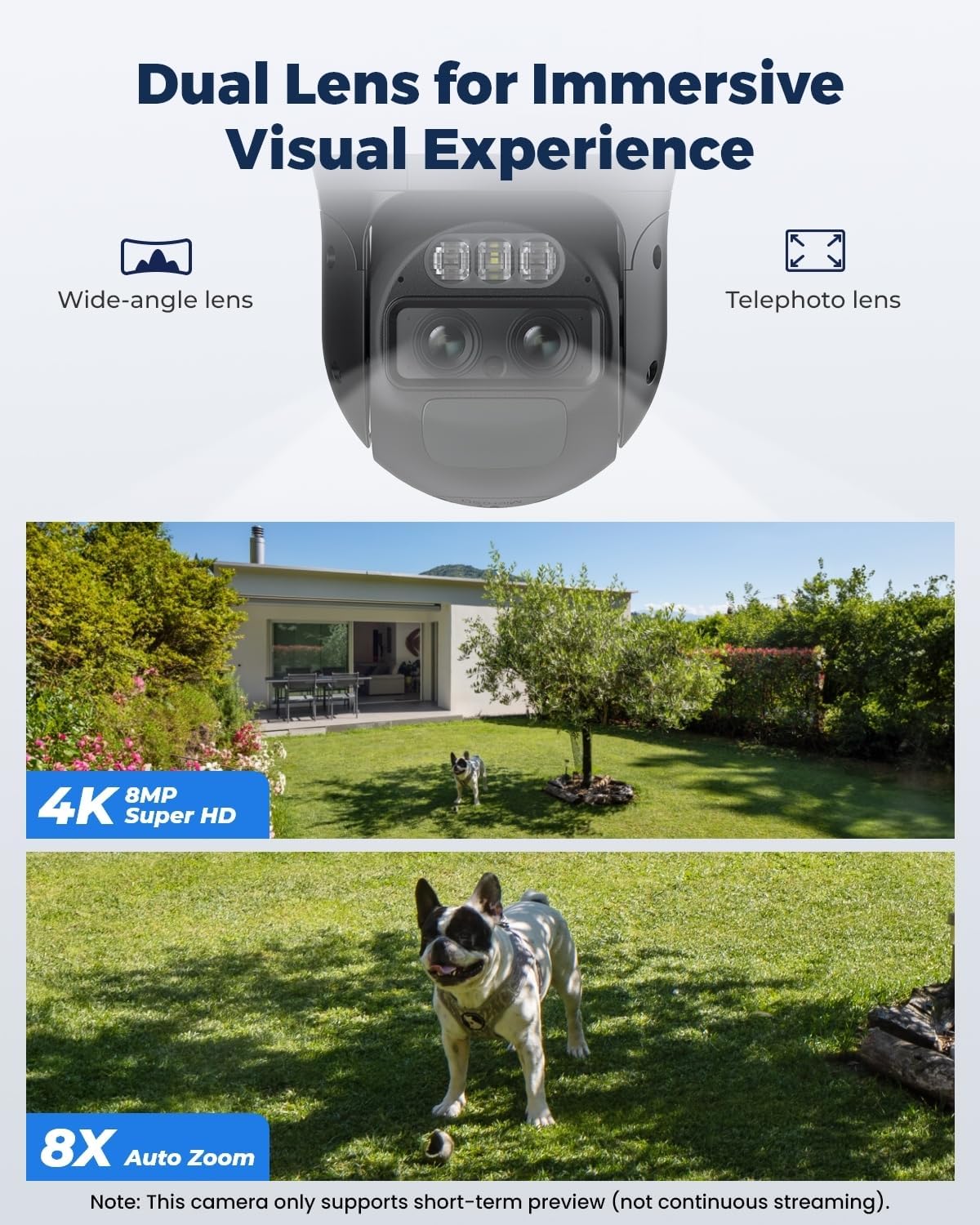 REOLINK 4K Dual Lens Solar Security Camera Outdoor, PTZ with Auto Tracking, 6X Hybrid Zoom Auto Zoom Tracking, 8MP Color Night Vision, Smart Detection Motion Alert TrackMix Series+SP (WiFi Set)