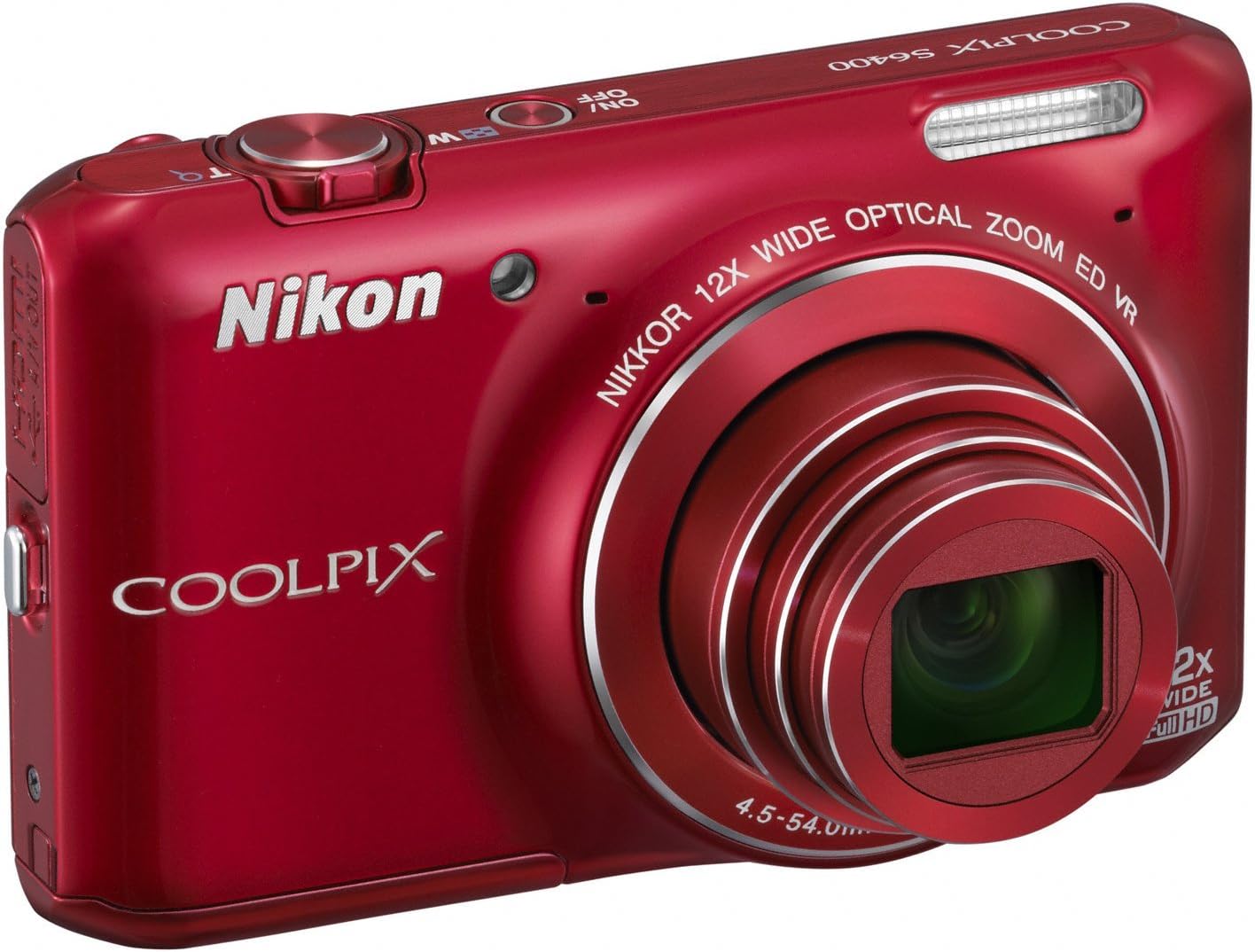 Nikon COOLPIX S6400 16 MP Digital Camera with 12x Optical Zoom and 3-inch LCD (Red)