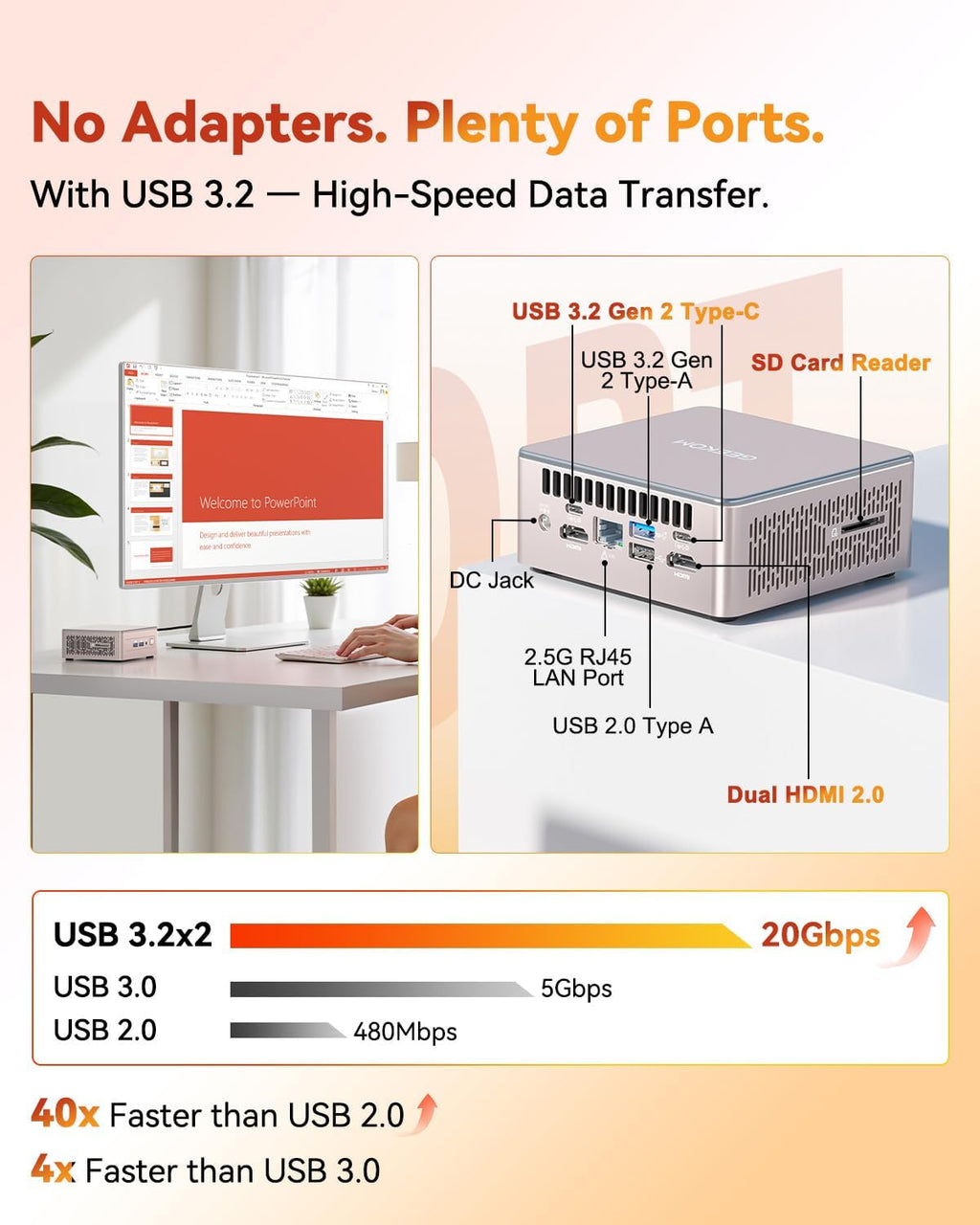 GEEKOM A5 Mini PC with AMD Ryzen 7 5825U, 3-Year Coverage, 16GB RAM(Upgradable, Not LPDDR)&512GB M.2 NVMe SSD, Windows 11 Pro Desktop Computer,SD Slot, 8K, Dual HDMI | Wi-Fi 6, BT 5.2 | Home & Office