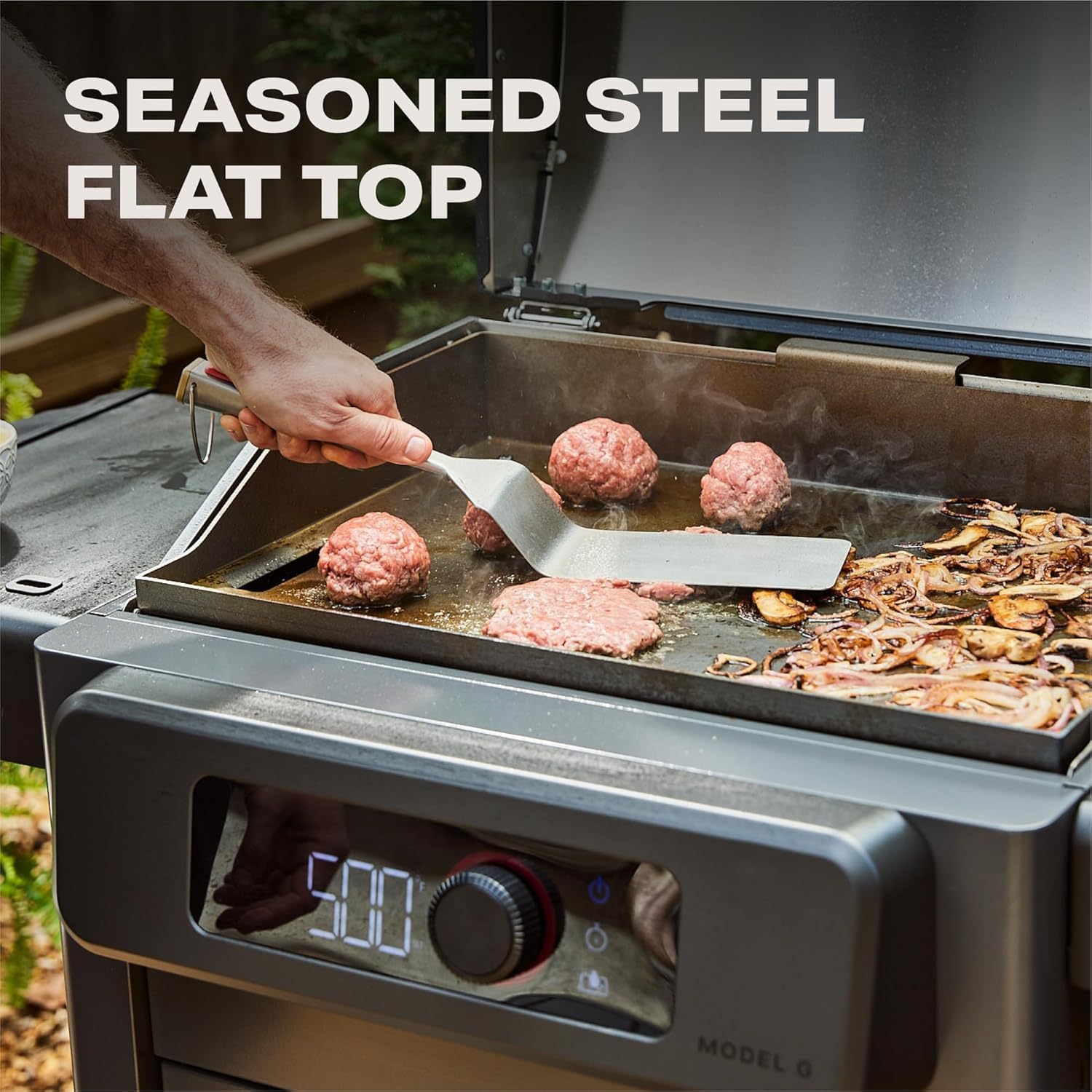 Current® Model G Griddle, Smart Electric Outdoor Flat Top BBQ Grill with 200°F to 600°F Range for Searing & Roasting, Digital Precision, Apartment-Friendly & Weather-Resistant, Moon Dust