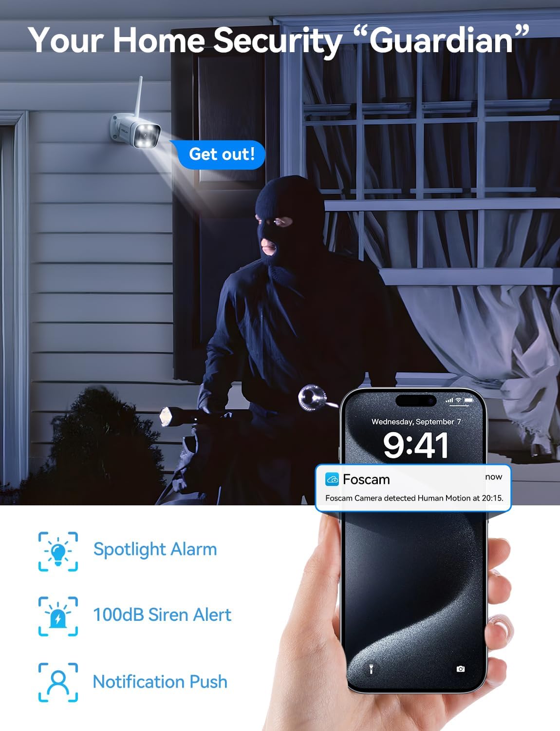 FOSCAM 4K 8MP Security Cameras Wireless Outdoor, 5GHz&2.4GHz WiFi Surveillance Camera for Home Security Outside, 120° FoV, 20x Zoom, AI Detect Human/Vehicle (8MP WiFi Cam(2pack))