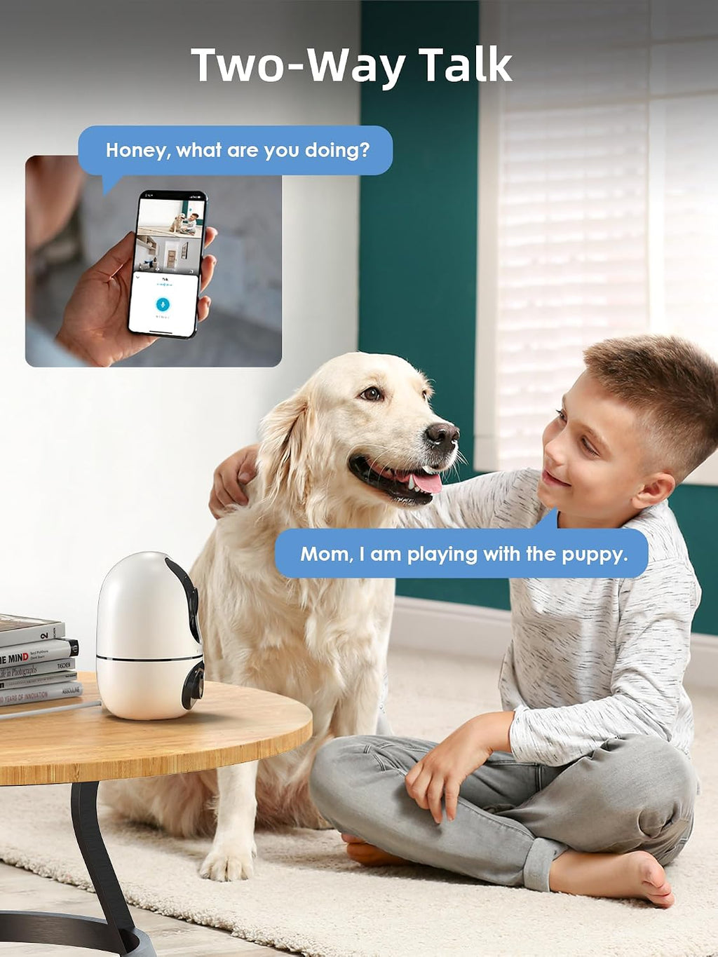 VIRTAVO Indoor Pet & Baby Camera, No Subscription Required, Dual-Lens 360° PTZ, Motion Tracking, 2-Way Audio, Night Vision, Cloud/SD Storage, Phone App, WiFi, 4-Pack, Power Adapter Included