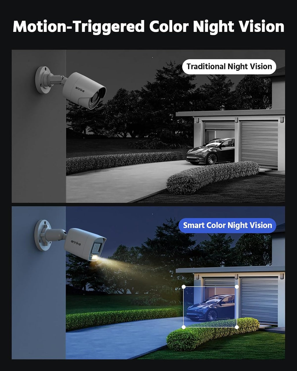 ANNKE 8CH 2MP Security Camera System, 8 Channel H.265+ DVR Recorder, AI Human/Vehicle Detection, 4X 1080P Cams with Smart Dual Light Color Night Vision for Home & Business Surveillance, IP67, 1TB HDD