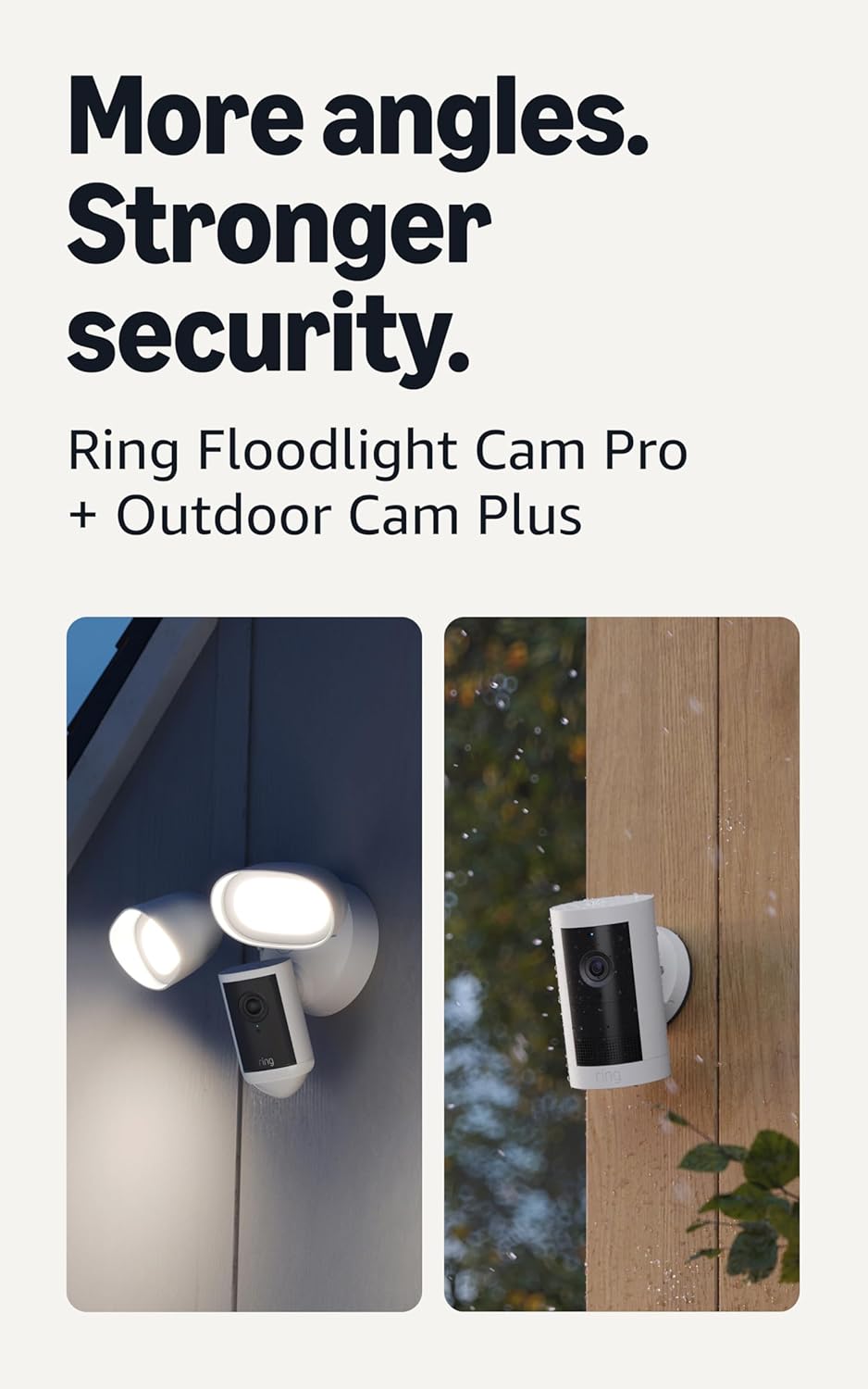 Ring Floodlight Cam Pro (Newest Model), White with Outdoor Cam Plus, Battery, White