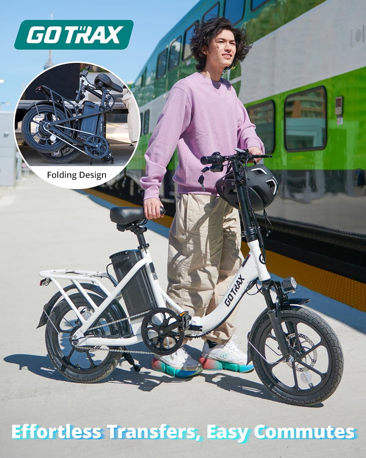 Gotrax 16' Folding Electric Bike, Max 28Miles Range(Pedal-Assist) & Speed 15.5Mph Power by Peak 500W, E-Bike with Removable Battery, Suspension & Adjustable Size, Commuter Bicycle for Adults/Teens