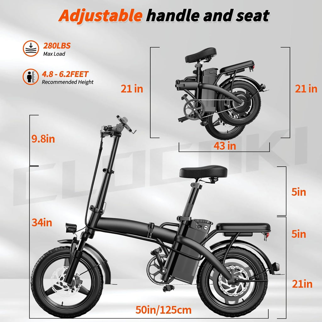 Electric Bike for Adults and Teens,550W Motor 23MPH Folding Ebike with 48V Removable Battery, 35Miles Range&PAS Mode with 14' Foldable Electric Bicycles, Electric Commuter Mini Bikes,UL 2849 Certified