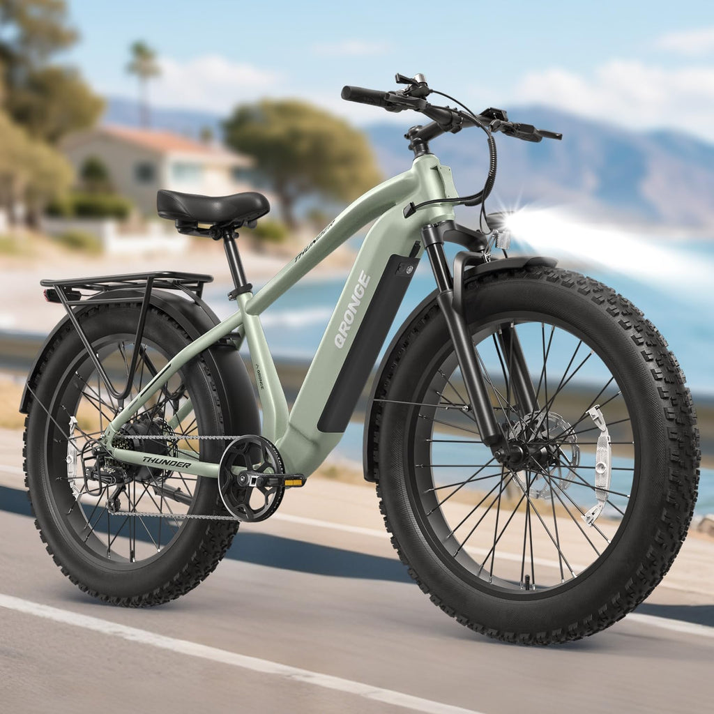 QRONGE Electric Bike for Adults 1800W Peak, Adult Electric Bicycles, 26' Fat Tire Ebike, 28MPH(PAS Mode) Electric Mountain E Bike, Up to 70 Miles, 7 Speed