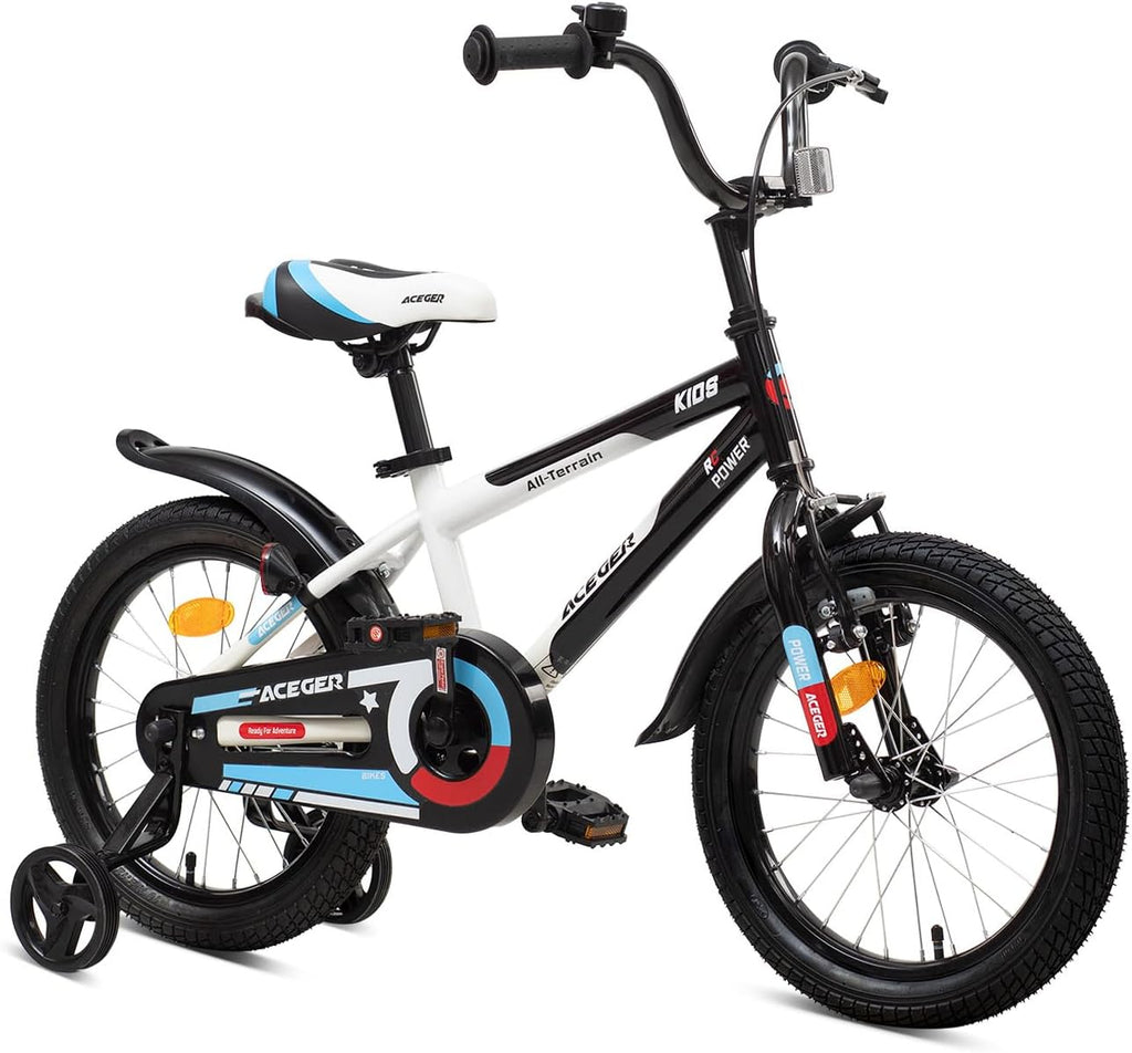 ACEGER Simon Kids Bike for Boys Girls Toddlers, Unisex for Aged 3-13 Years, 12 14 16 18 Inch Children Bicycle with Training Wheels, 20 Inch Bike with Kickstand