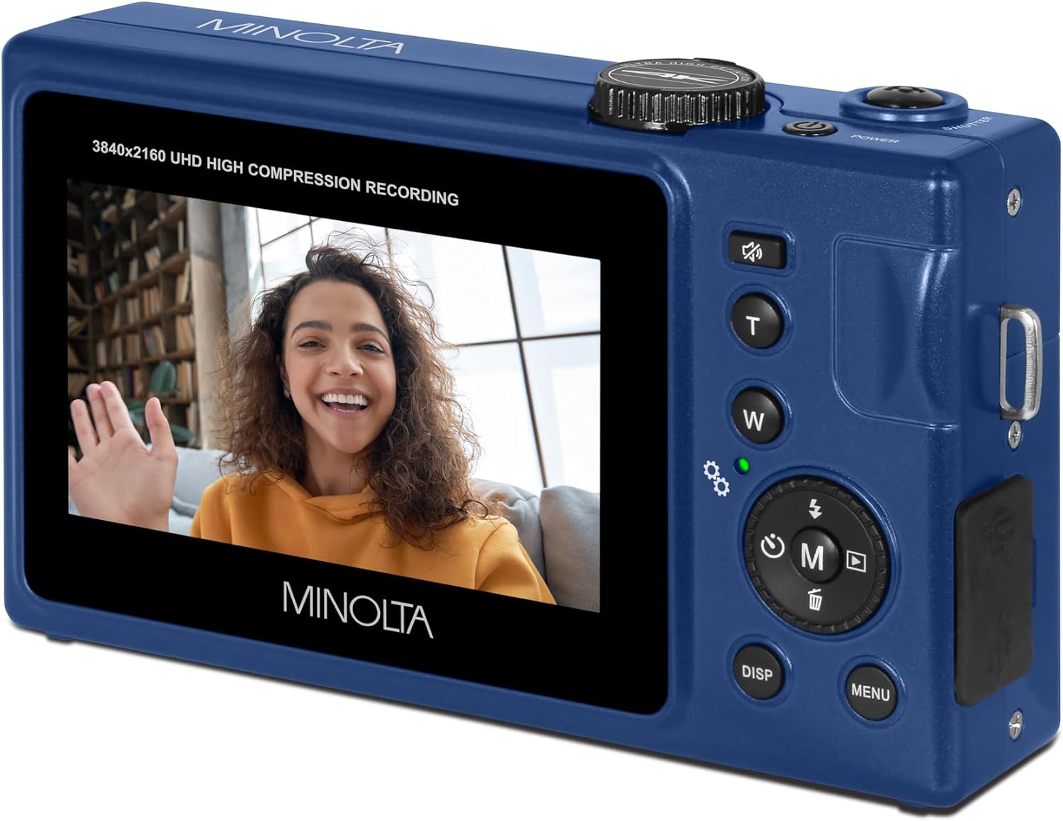 Minolta 48MP Autofocus Digital Camera with Selfie Mirror – 4K Ultra HD Video, 16x Digital Zoom, 3.0' LCD, Face Detection, Smile Capture, Scene Modes, Rechargeable Battery, Memory Card (Blue)