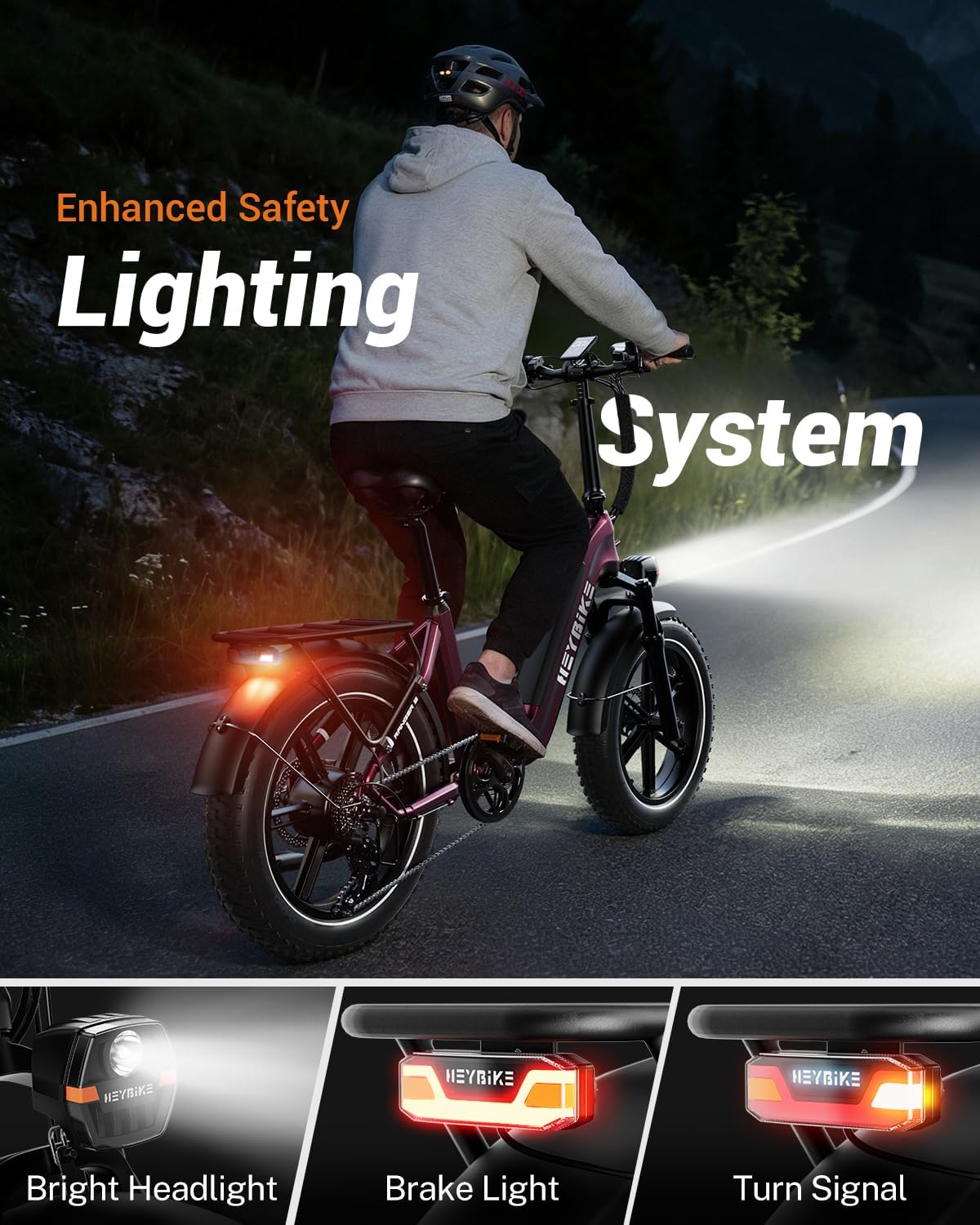 Heybike Ranger 20'x4.0' Fat Tire Folding Electric Bike for Adults, 1200W/1800W Peak Motor, 28/32MPH, up to 55/90 Miles Range, UL2849 Certified Removable Battery for Commute Beach Mountain Snow E Bike