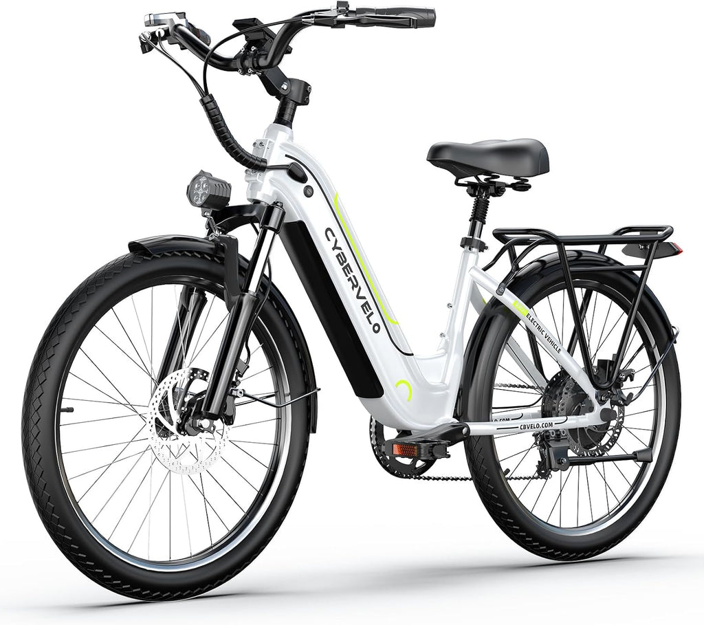 1000 Peak Electric Bike for Adults,up 80 Miles Removable Battery Ebike, 26' Electric E Bike with 7-Speed,Adult Electric Bicycles for Commute Beach Snow White Womens All Terrain