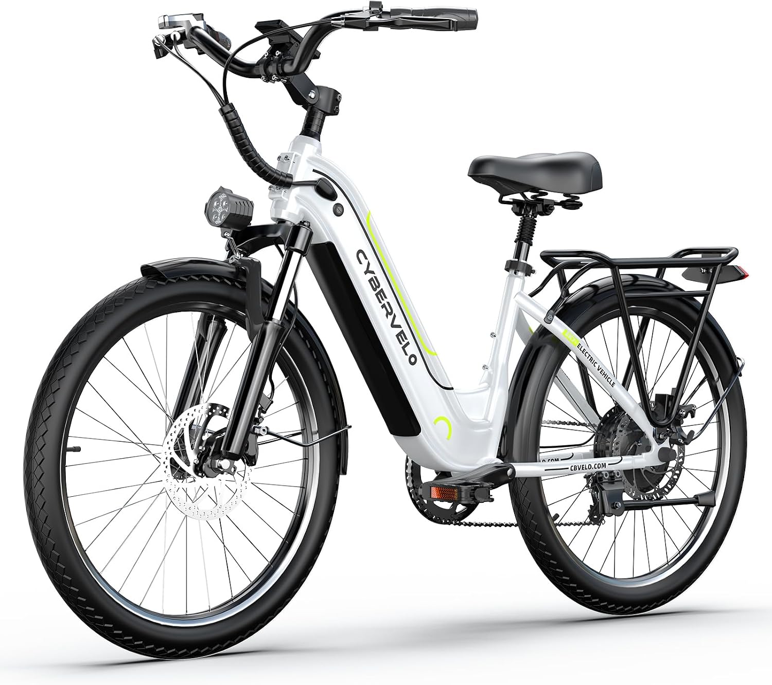 1000 Peak Electric Bike for Adults,up 80 Miles Removable Battery Ebike, 26' Electric E Bike with 7-Speed,Adult Electric Bicycles for Commute Beach Snow White Womens All Terrain