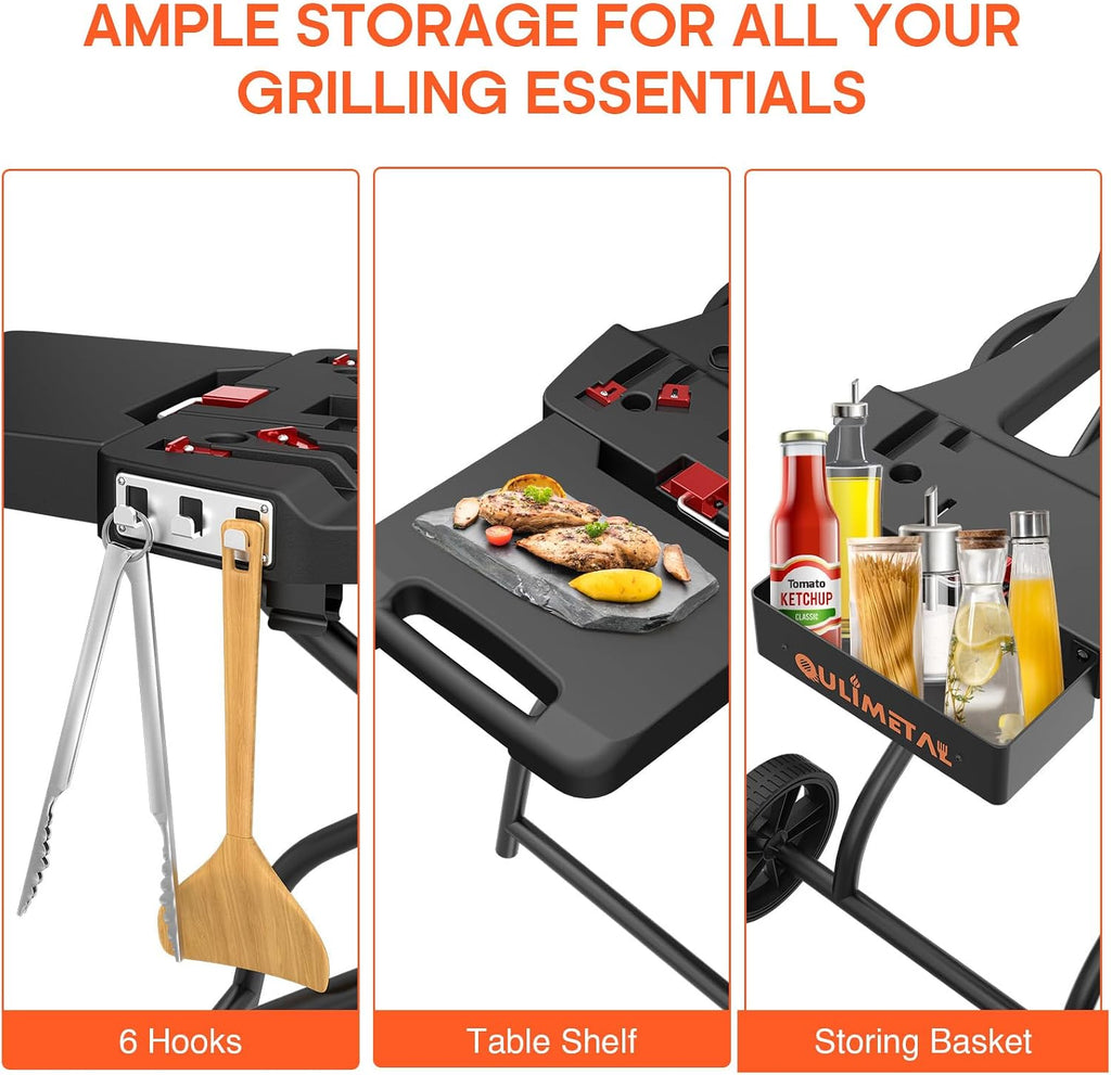 Outdoor Grill Stand for Weber Q1200, Q1000, Q2200, Q2400, Portable Grill Cart for Blackstone 17'& 22' Table Top Griddles, for Weber Grill,Griddle Stand for Blackstone,for Travel and Camping