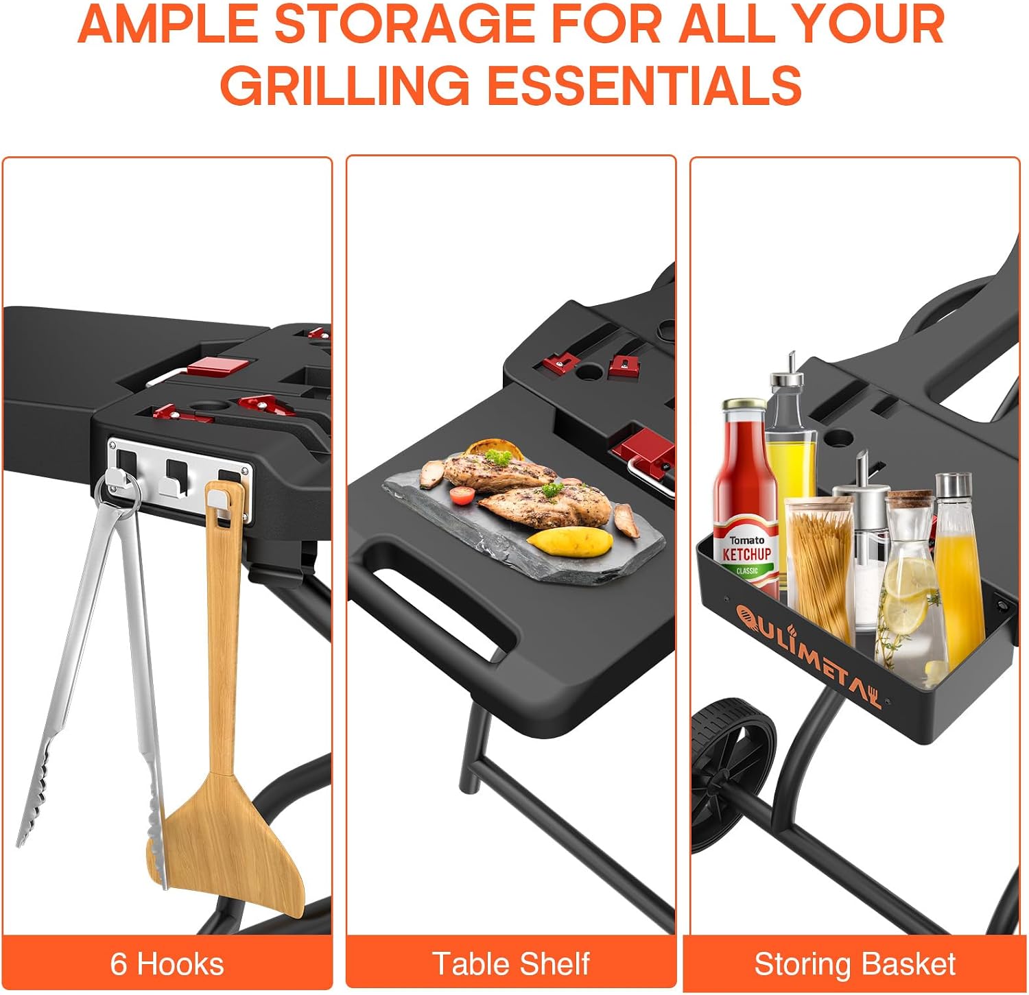 Outdoor Grill Stand for Weber Q1200, Q1000, Q2200, Q2400, Portable Grill Cart for Blackstone 17'& 22' Table Top Griddles, for Weber Grill,Griddle Stand for Blackstone,for Travel and Camping