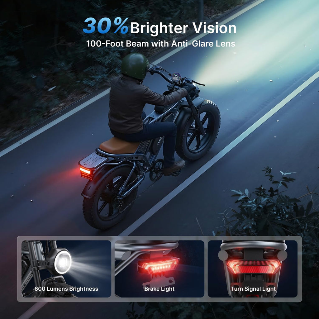 DEEPOWER Electric Bike for Adults,2000W Peak Motor&28MPH Electric Dirt Bike，48V 20AH/35AH/60AH Battery, 70-160 Max Miles,Dual Suspension Ebikes for Adults, 20' Fat Tire E Bike