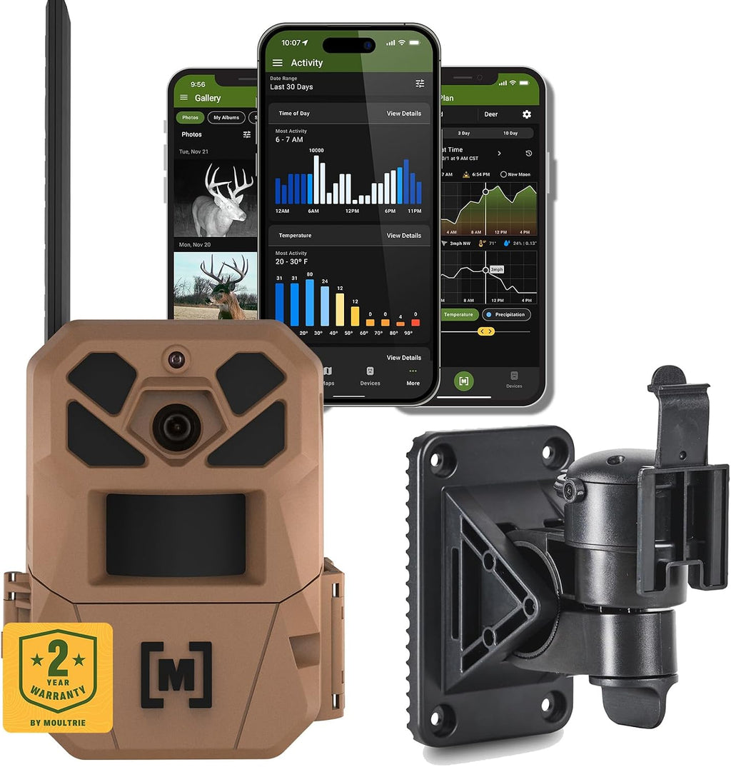 Moultrie Edge 3 Cellular Trail Camera Bundle with Flex Mount 2 – 40MP HD Photos, 1080p Video, Low-Glow Flash, GPS, Multi-Carrier Auto-Connect, Built-in Memory, 0.5s Trigger, AI Buck Detection