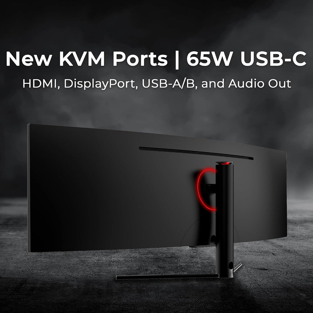 Deco Gear 49' Ultrawide Curved Monitor, 144Hz 32:9 Dual FHD 3840×1080, R1500, 3000:1 VA Super Wide Screen, Adaptive Sync, HDR400, USB-C 65W, 3ms, HDMI/DP, PBP/PIP KVM Work Gaming Display, Laptop & PC