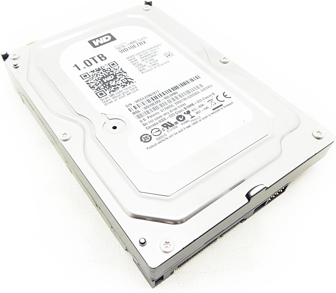 Western Digital 1TB Caviar Green WD10EZRX 3.5' 64MB SATA-600 Hard Disk - Certified (Renewed)