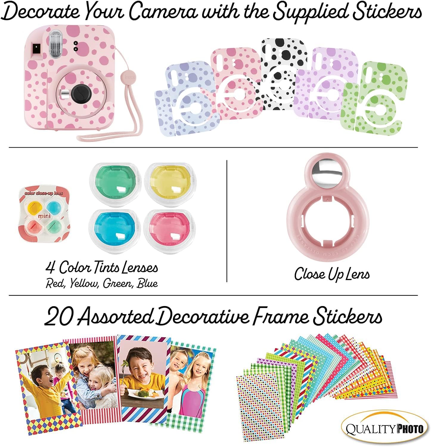 Fujifilm Instax Mini 12 Instant Camera with Case, Decoration Stickers, Frames, Photo Album and More Accessory kit (Blossom Pink)…