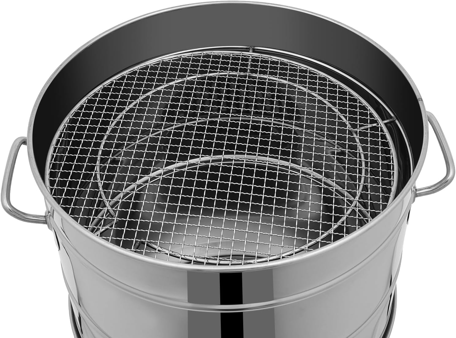 Portable Charcoal Grills, Stainless Steel 50 Skewer BBQ Drumstick Holder, 16' x 26' Cylinder, Freestanding Outdoor Barbecue Smoker, Oil Separation Design, for Camping, Parties, Patio